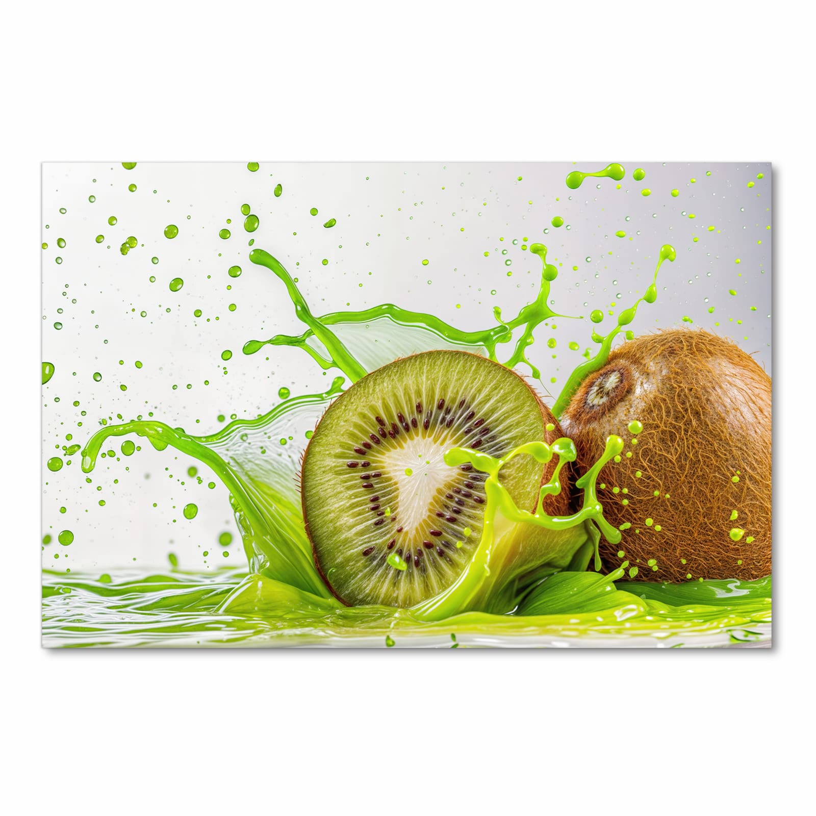 Langlebiger waschbarer Küchenteppich mit Motiv Kiwi Spritzer in Frontansicht