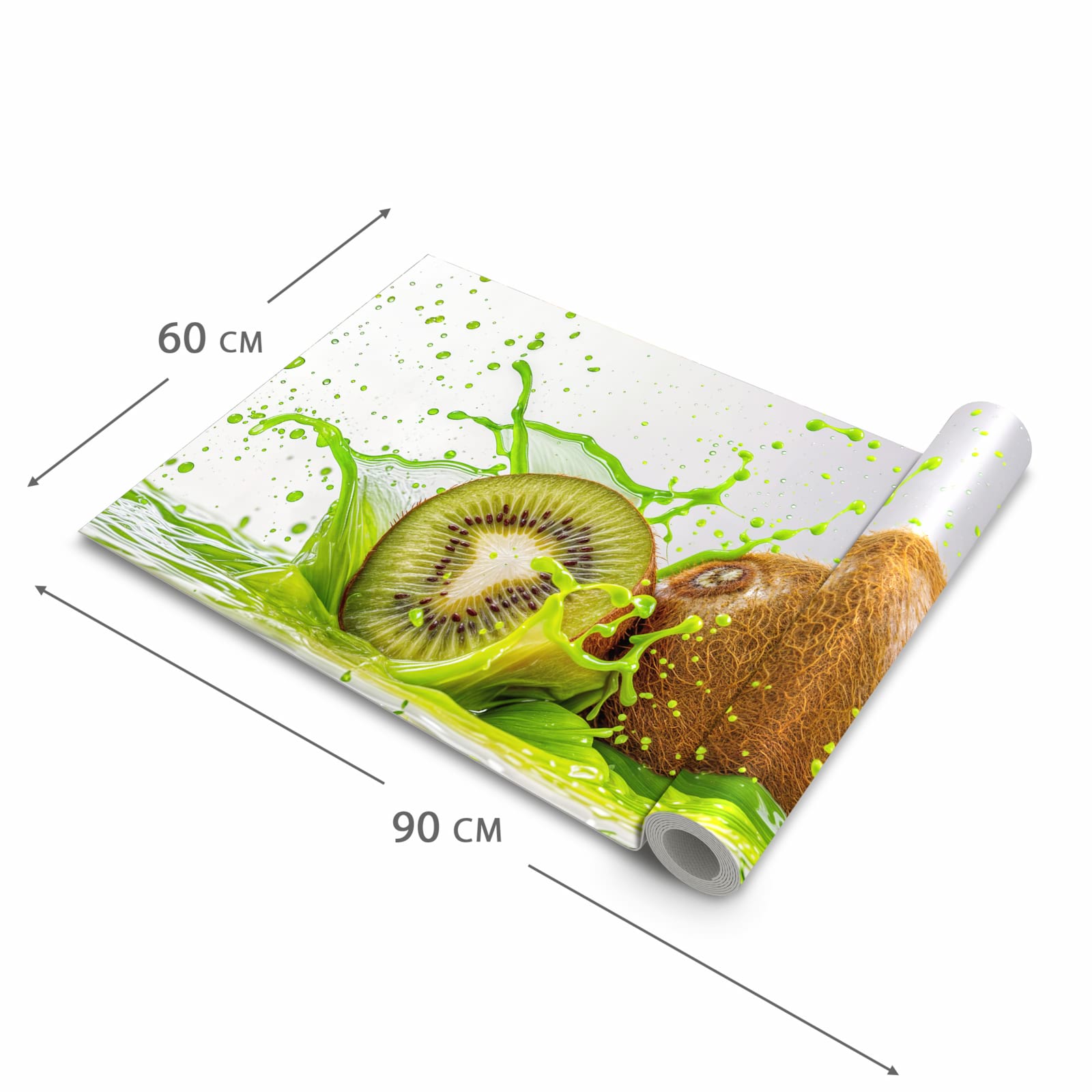 Fleckenresistenter rutschfester Küchenläufer mit Motiv Kiwi Spritzer in der Größe 80x280 cm