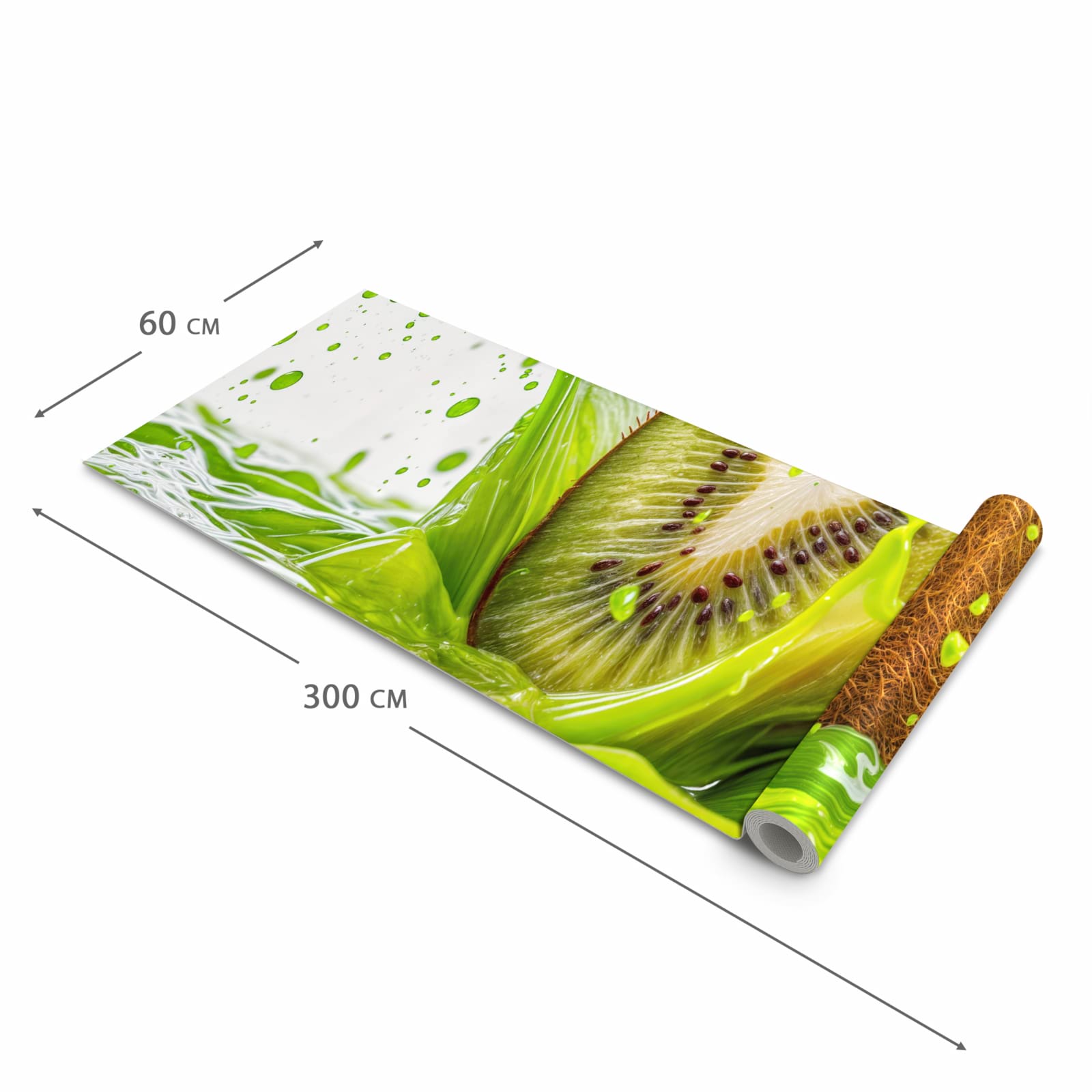 Wasserabweisender Küchenläufer mit Motiv Kiwi Spritzer in der Grösse 80x280 cm