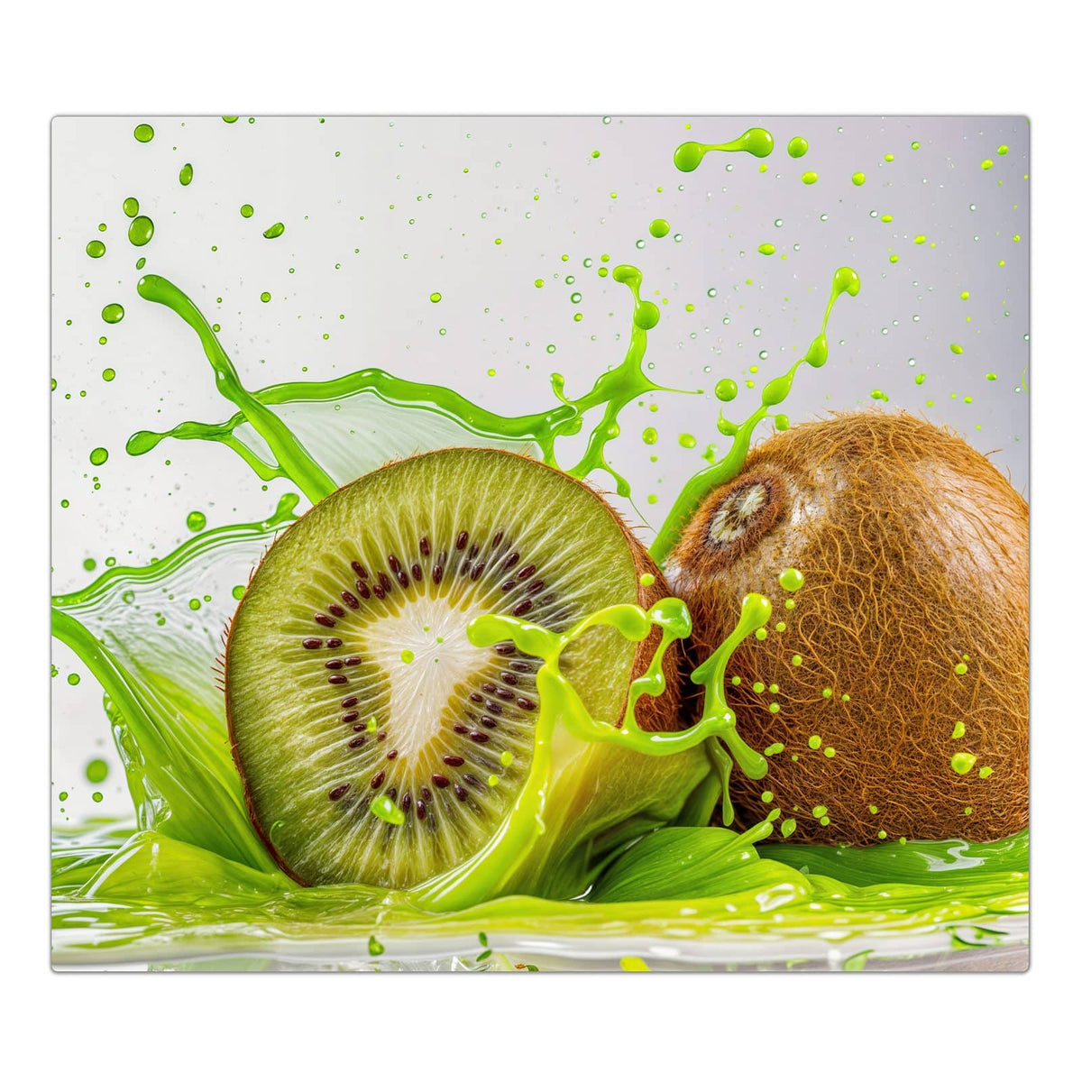 1-teilige Abdeckplatte für Induktionsherd mit Kiwi Spritzer-Motiv in der Frontansicht #grösse_1-Teilig (60x52cm)