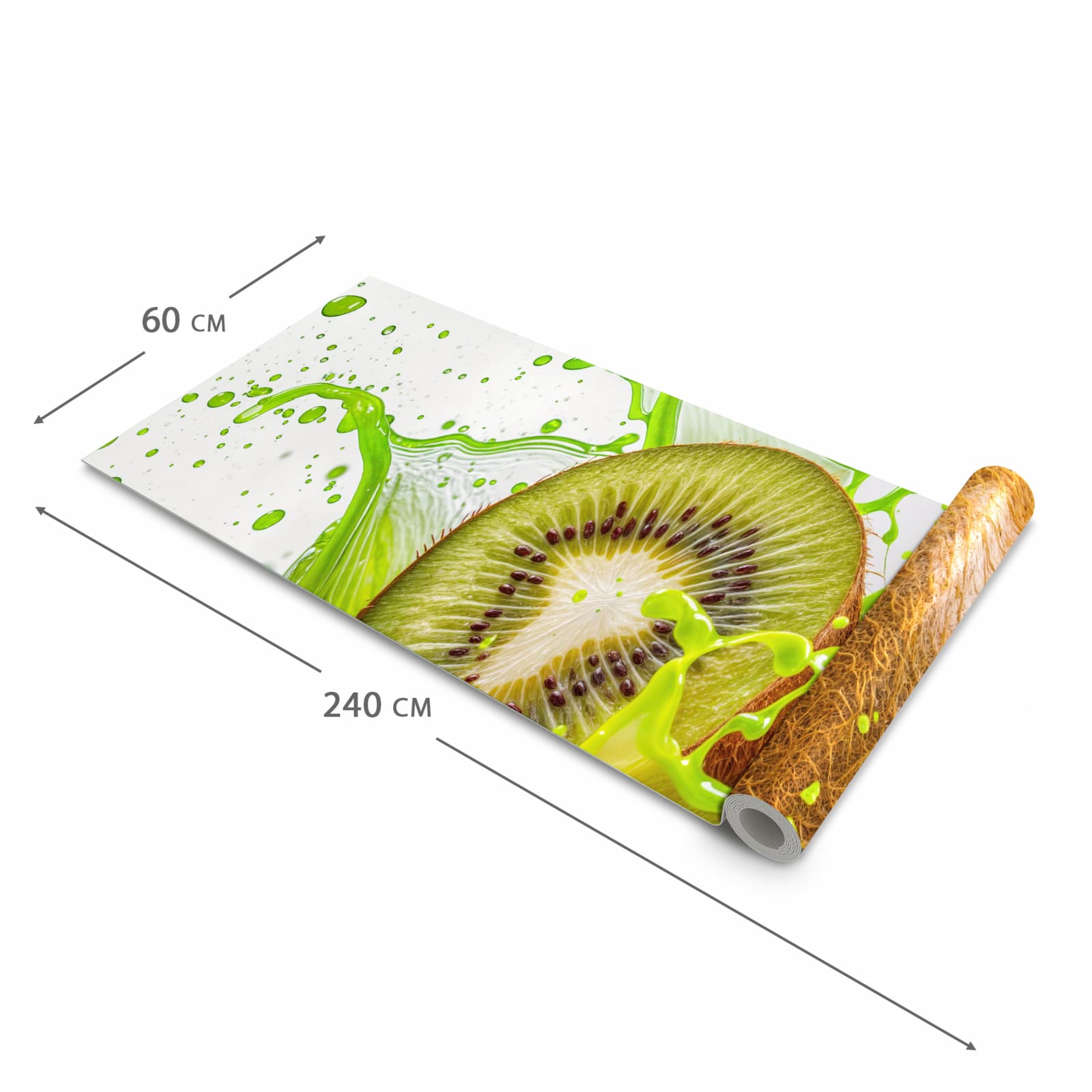 UV-beständiger Küchenläufer mit Motiv Kiwi Spritzer in der Grösse 80x280 cm
