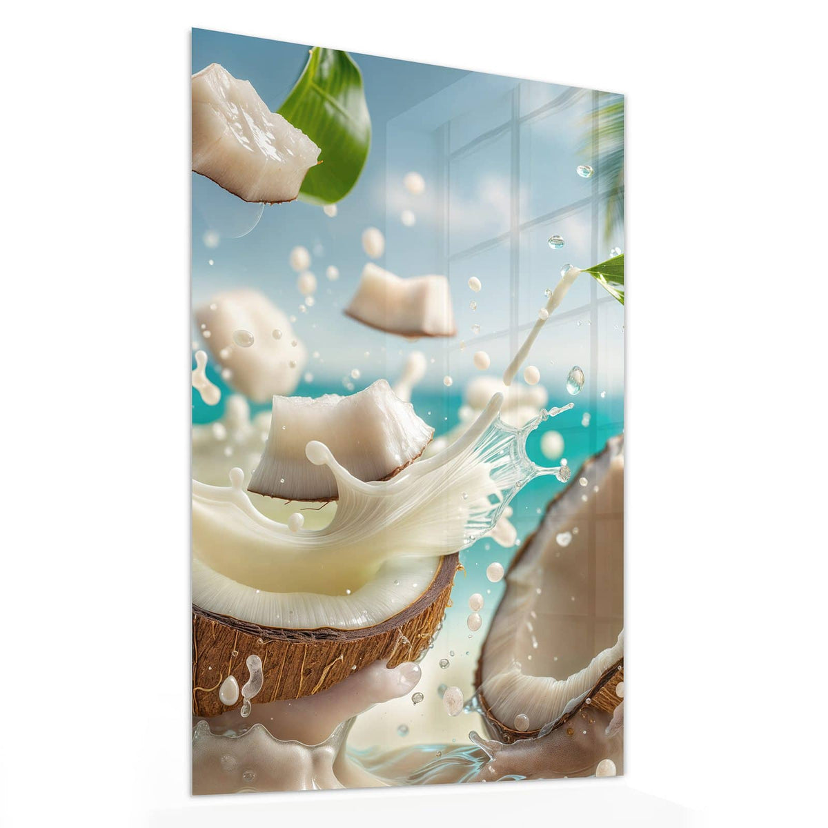 11 Größen – von 30 × 60 bis 60 × 150 cm – Wandbild - Zerbrochene Kokosnüsse - Hochformat