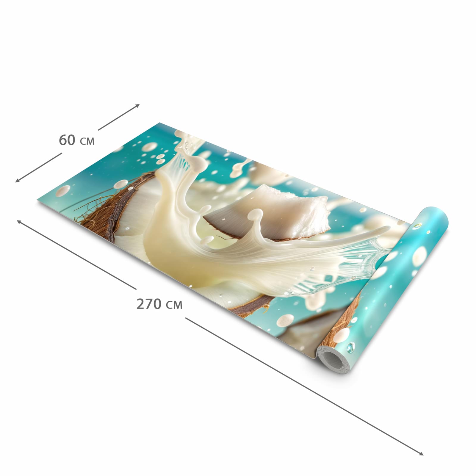 Langlebiger Bodenläufer mit Motiv Kokosnuss Splash in der Grösse 80x250 cm