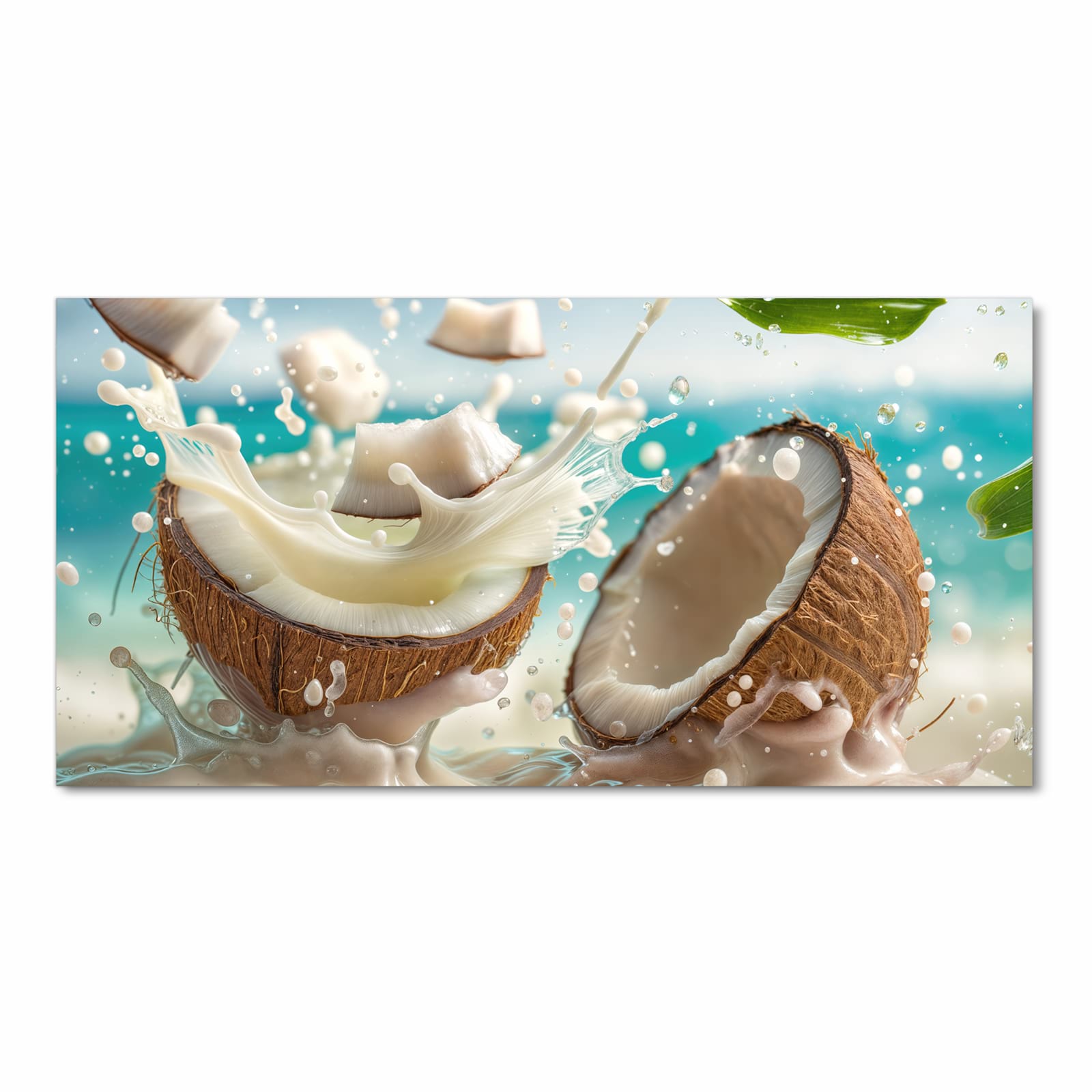 Rutschfester langer Teppich für Flur mit Motiv Kokosnuss Splash in Frontansicht