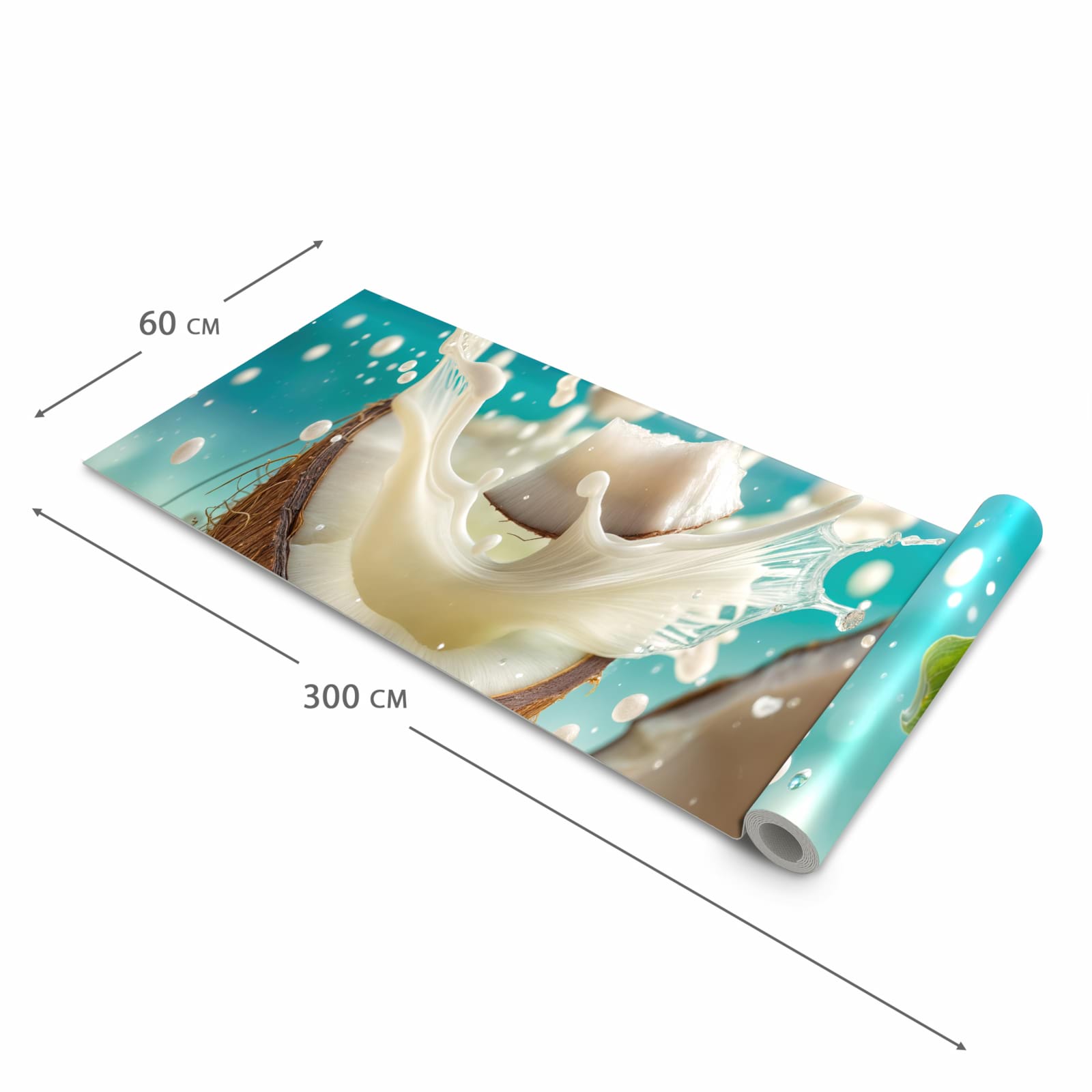 Rutschfester Bodenläufer Teppich mit Motiv Kokosnuss Splash in der Grösse 80x250 cm