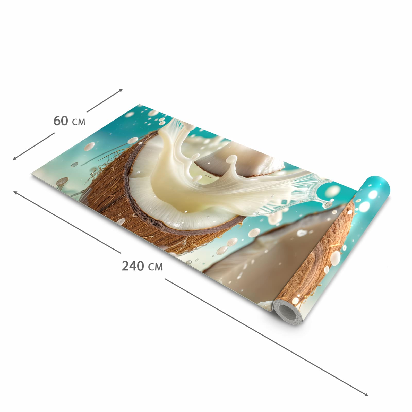 Waschbarer rutschfester Küchenteppich mit Motiv Kokosnuss Splash in der Größe 80x250 cm