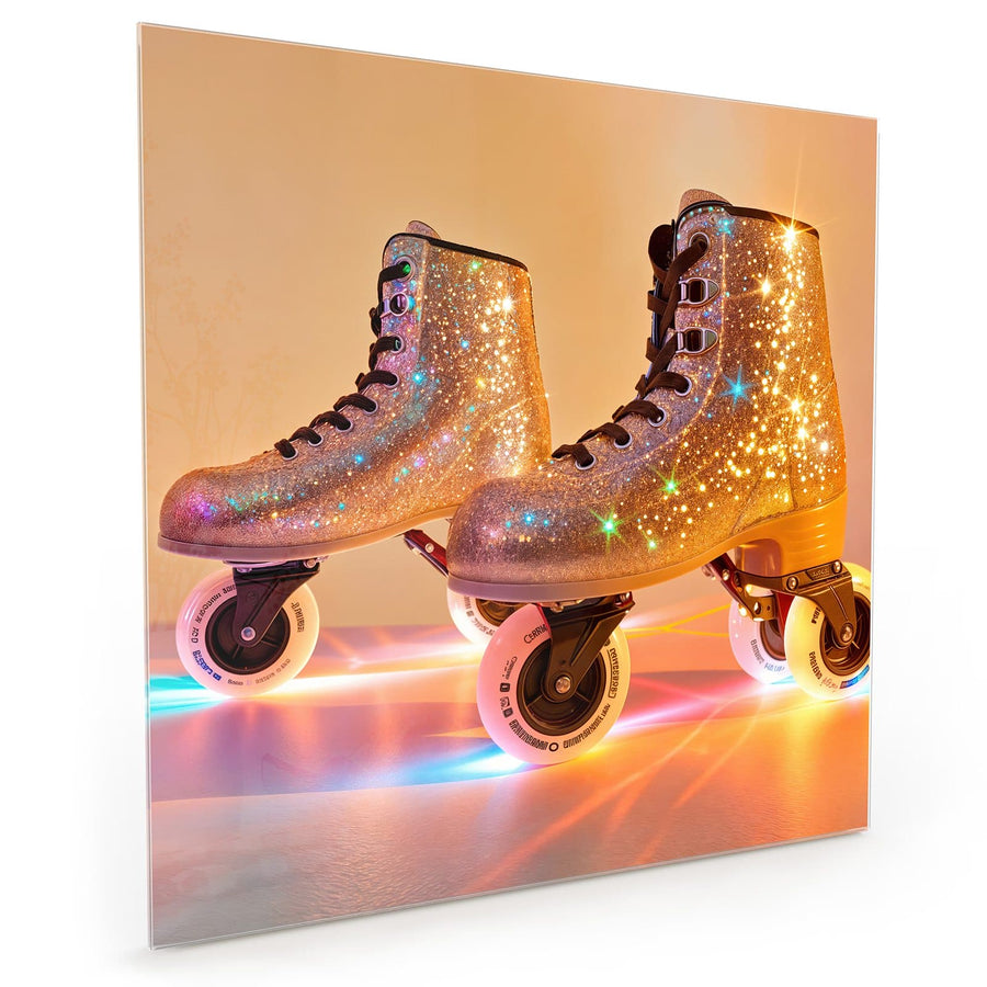 Maße Küchenrückwand Glitzernde Rollschuhe aus Glas