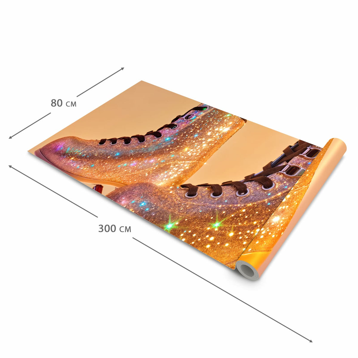 Komfortabler Läufer flur rutschfest mit Motiv Glitzer Rollschuhe in der Grösse 80x250 cm