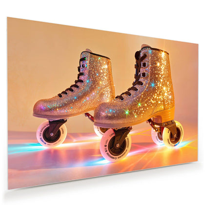 Wandbild mit dem Motiv Glitzernde Rollschuhe
