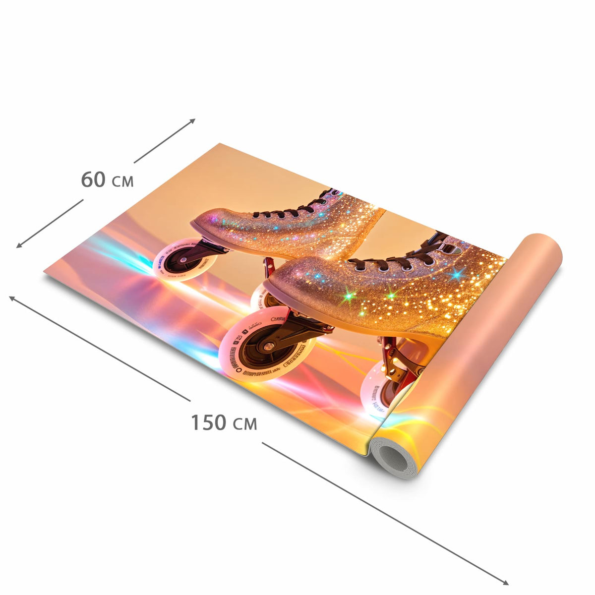 UV-beständiger Küchenvorleger mit Motiv Glitzer Rollschuhe in der Größe 80x250 cm