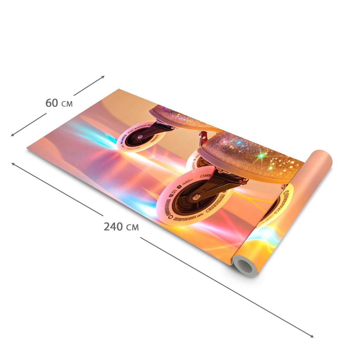 Wasserabweisender Küchenläufer mit Motiv Glitzer Rollschuhe in der Grösse 80x250 cm