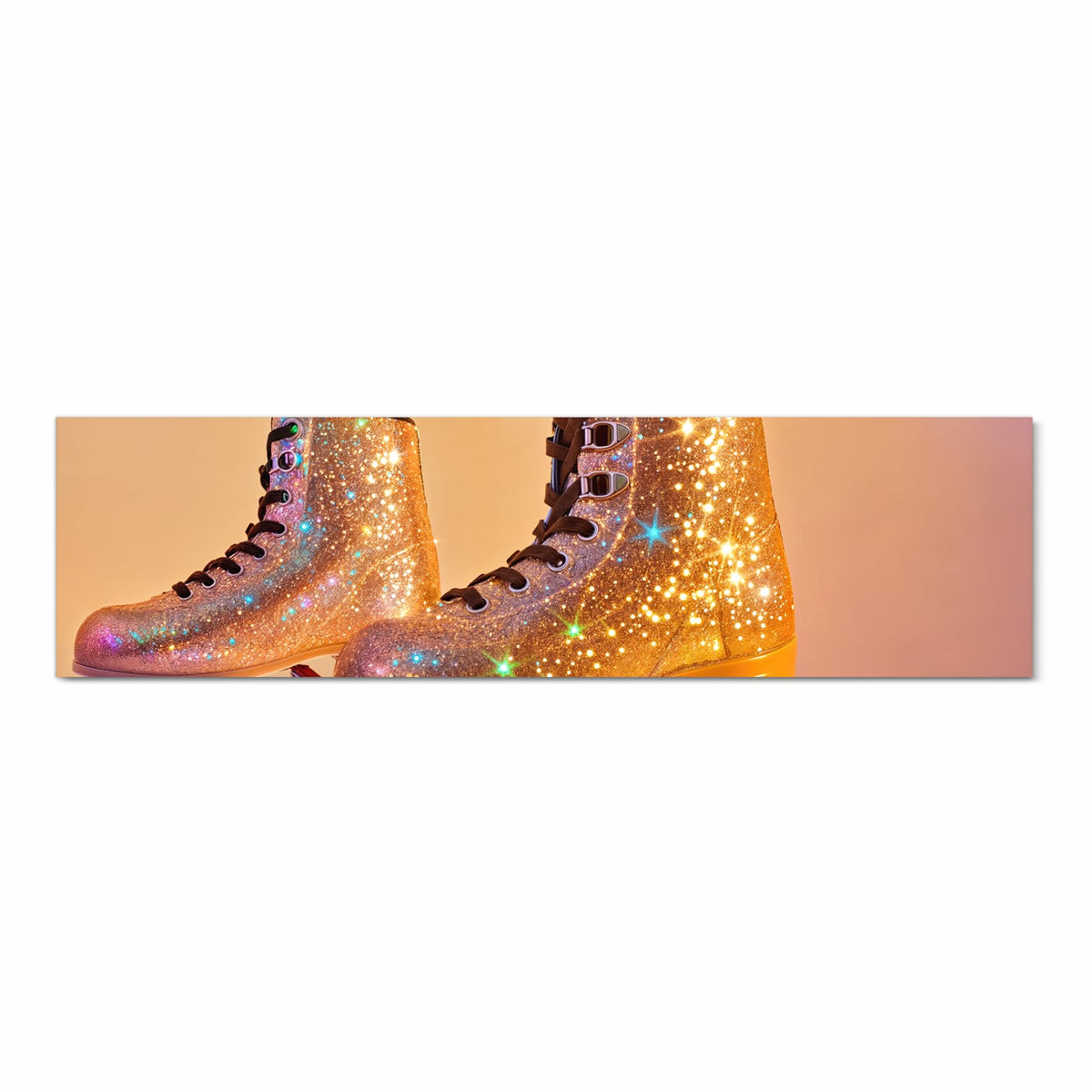 Waschbarer Küchenläufer mit Motiv Glitzer Rollschuhe in Frontansicht