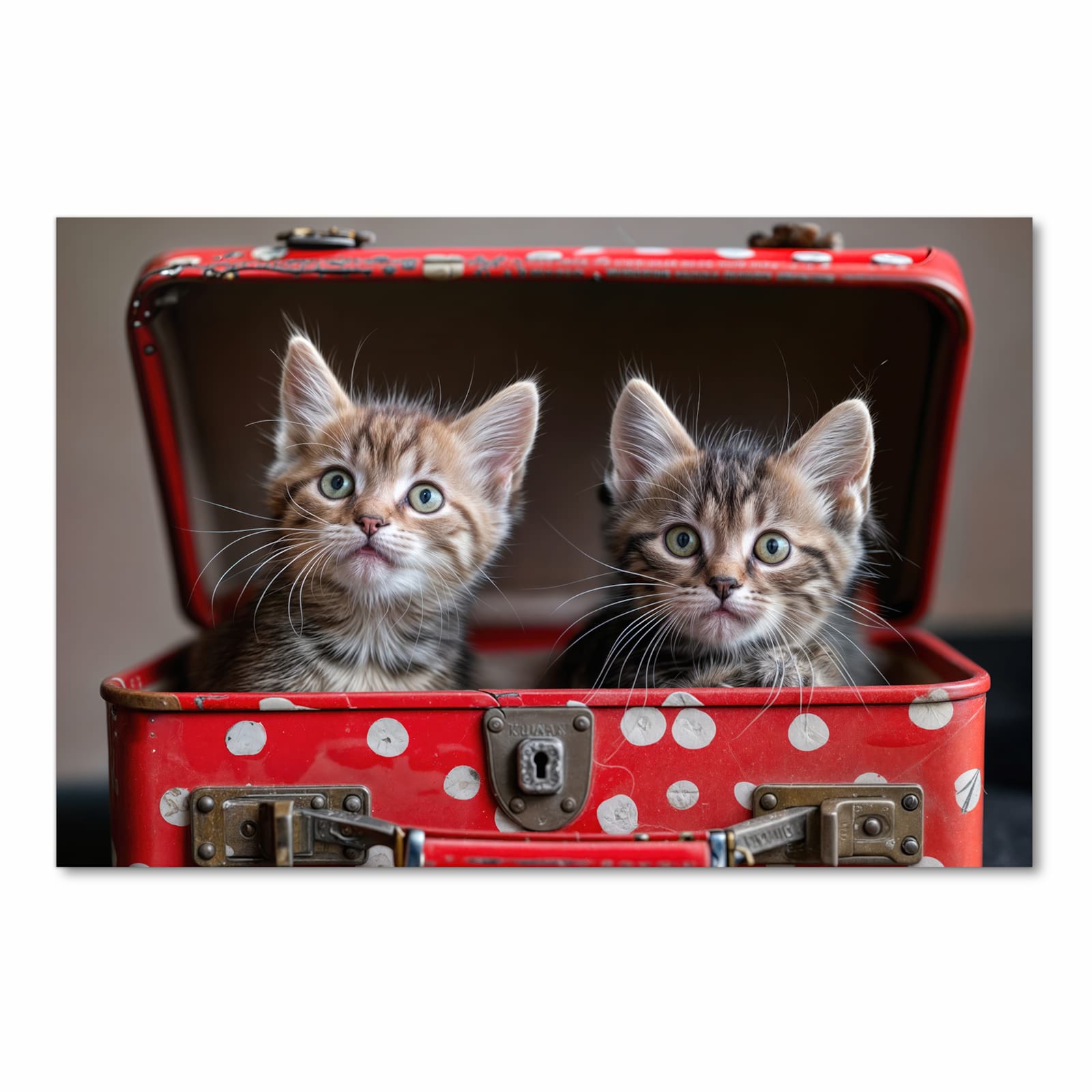 Ordnungsschaffender Küchenteppich mit Motiv Katzen im Koffer in Frontansicht für Übersicht