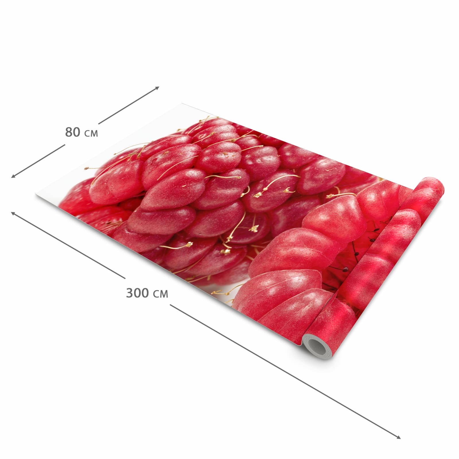 Pflegeleichter Küchenläufer nach Maß mit Motiv Himbeerenblatt in der Größe 80x200 cm