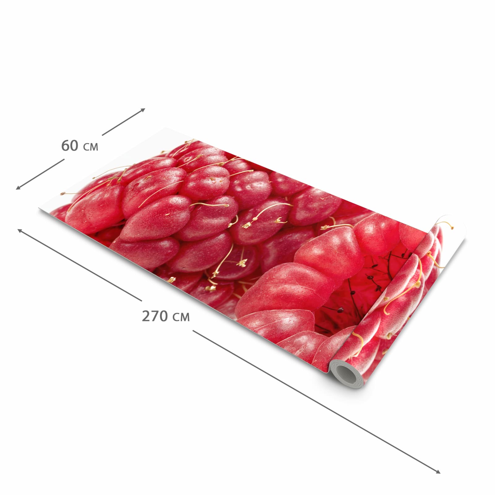 Geruchsneutraler rutschfester Küchenläufer mit Motiv Himbeerenblatt in der Grösse 80x200 cm