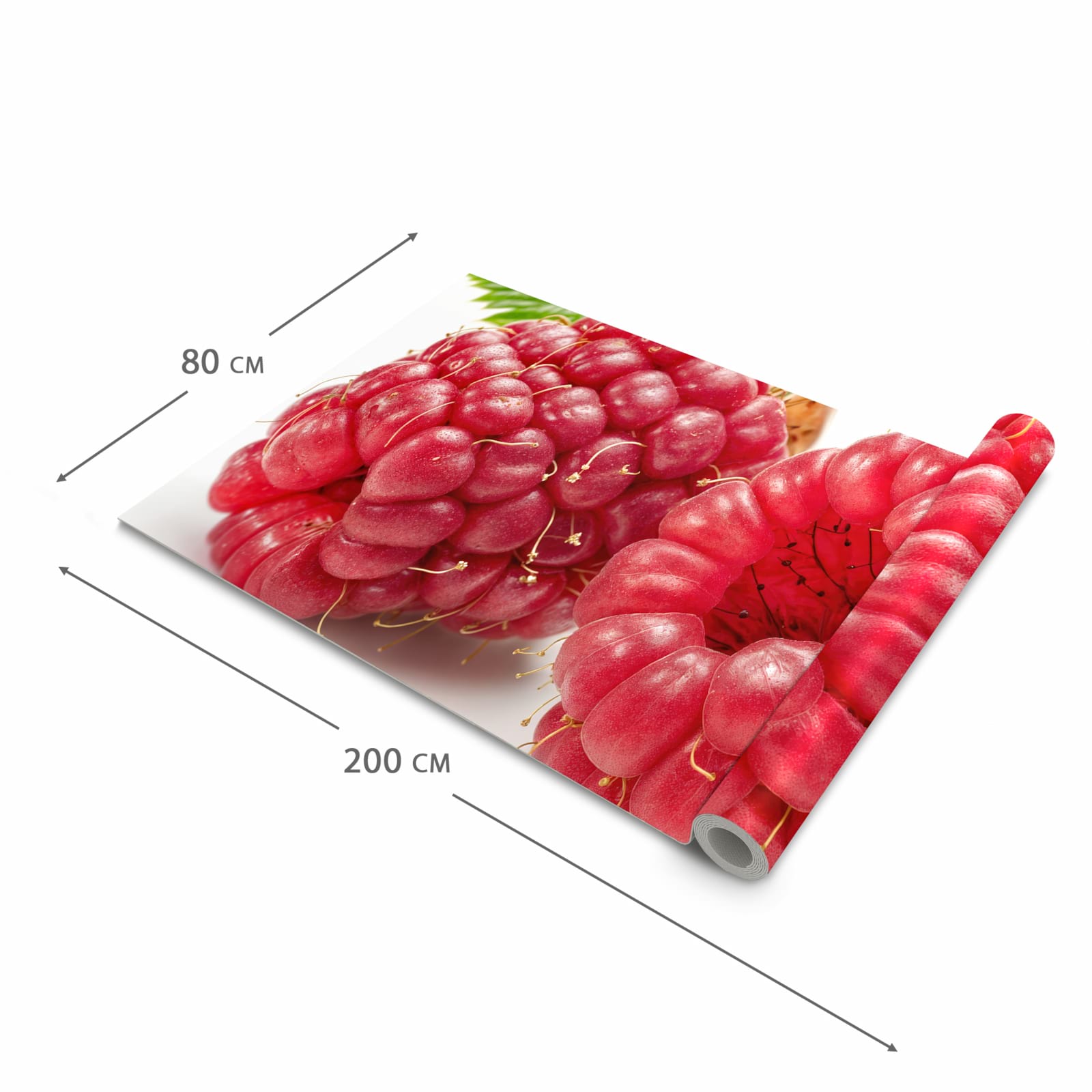 Pflegeleichter waschbarer Küchenläufer mit Motiv Himbeerenblatt in der Grösse 80x200 cm