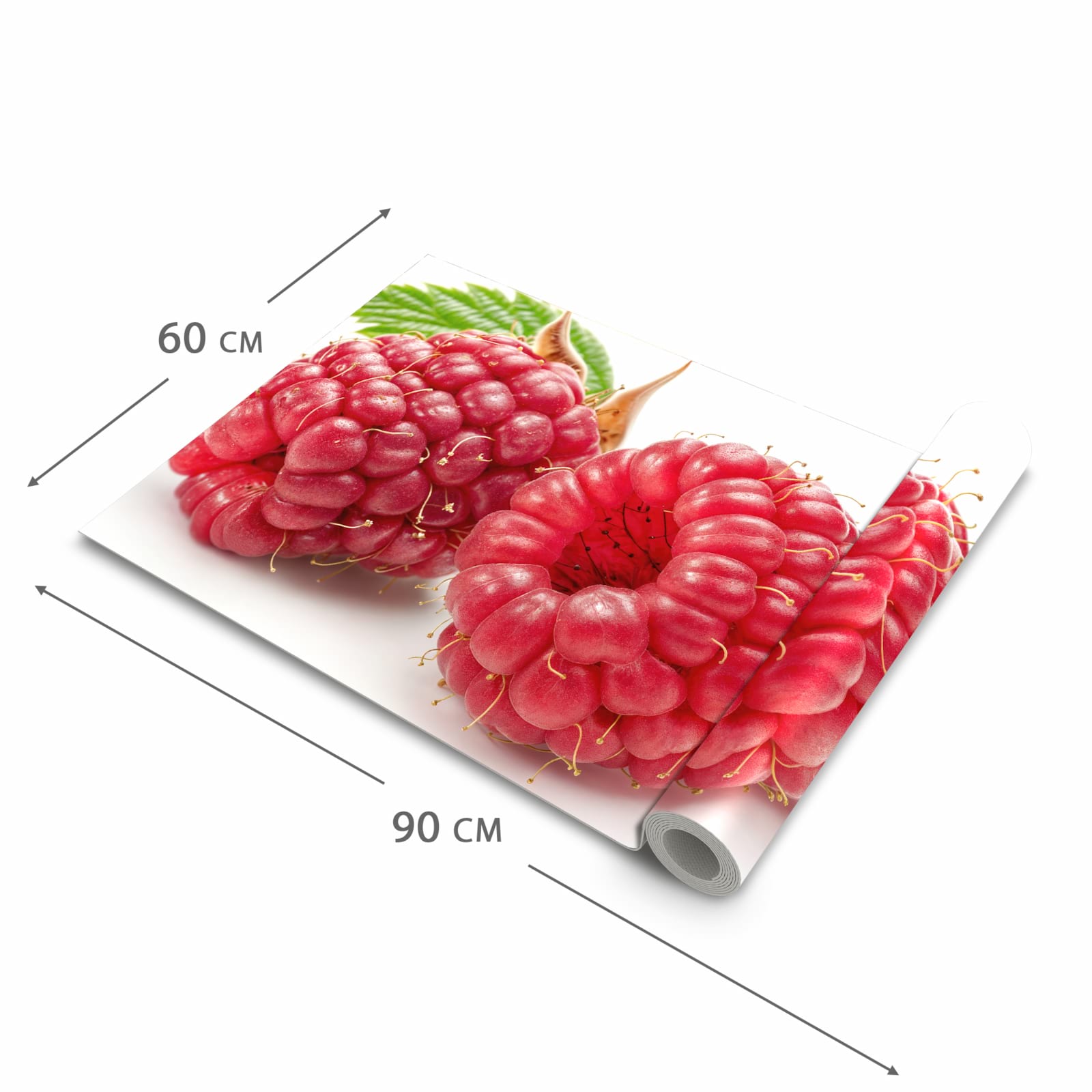Flacher rutschfester Küchenläufer mit Motiv Himbeerenblatt in der Grösse 80x200 cm