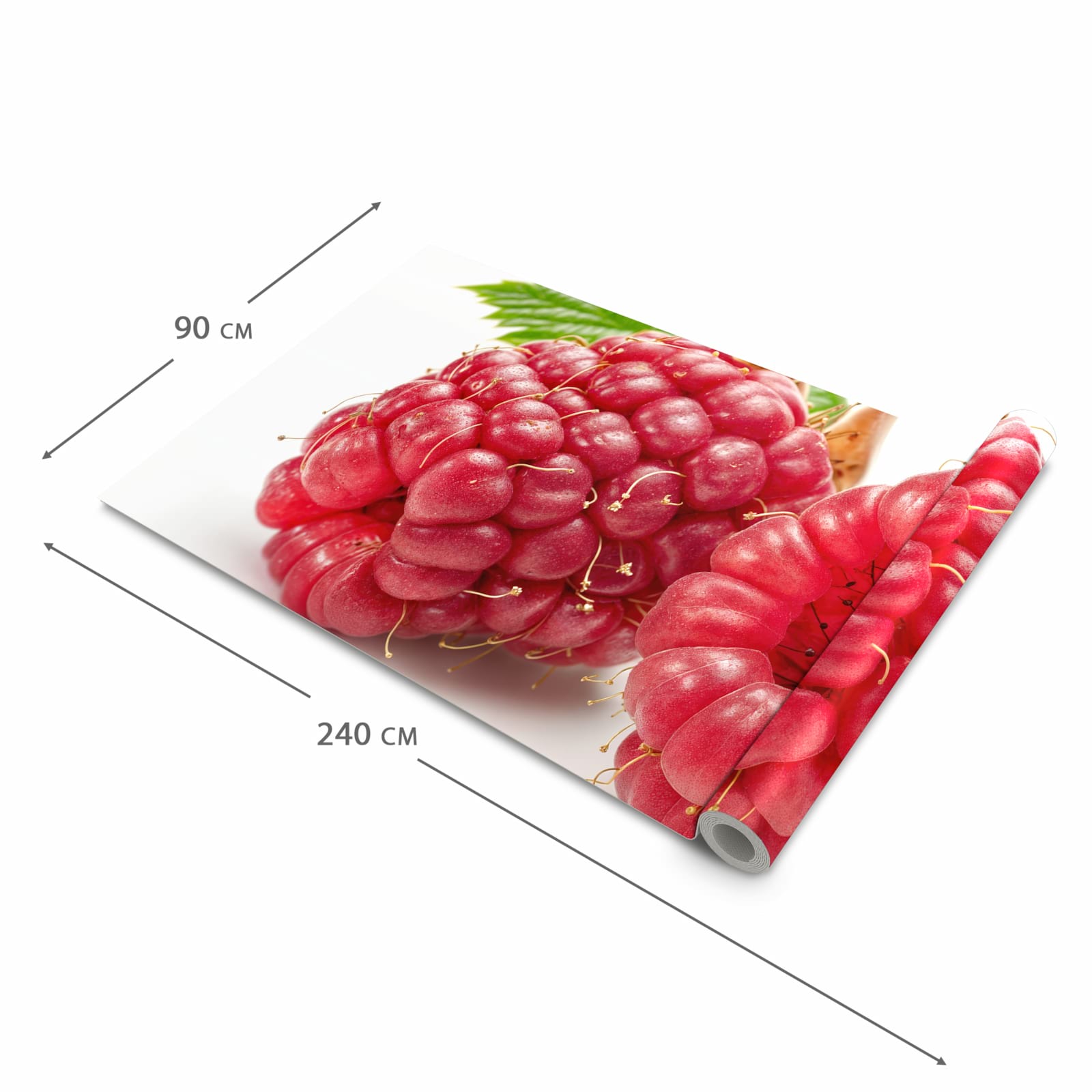 Hygienischer moderner Küchenläufer mit Motiv Himbeerenblatt in der Grösse 80x200 cm