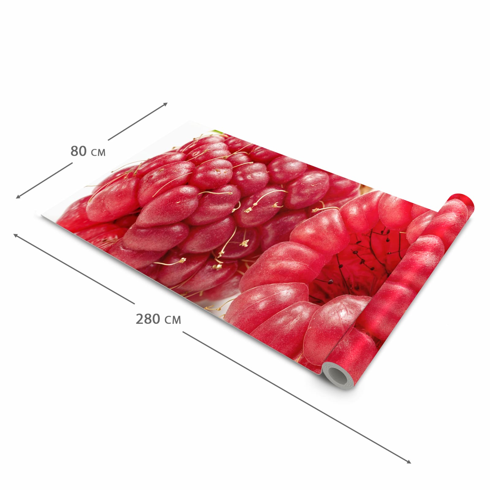 Rutschhemmender moderner Küchenläufer mit Motiv Himbeerenblatt in der Grösse 80x200 cm