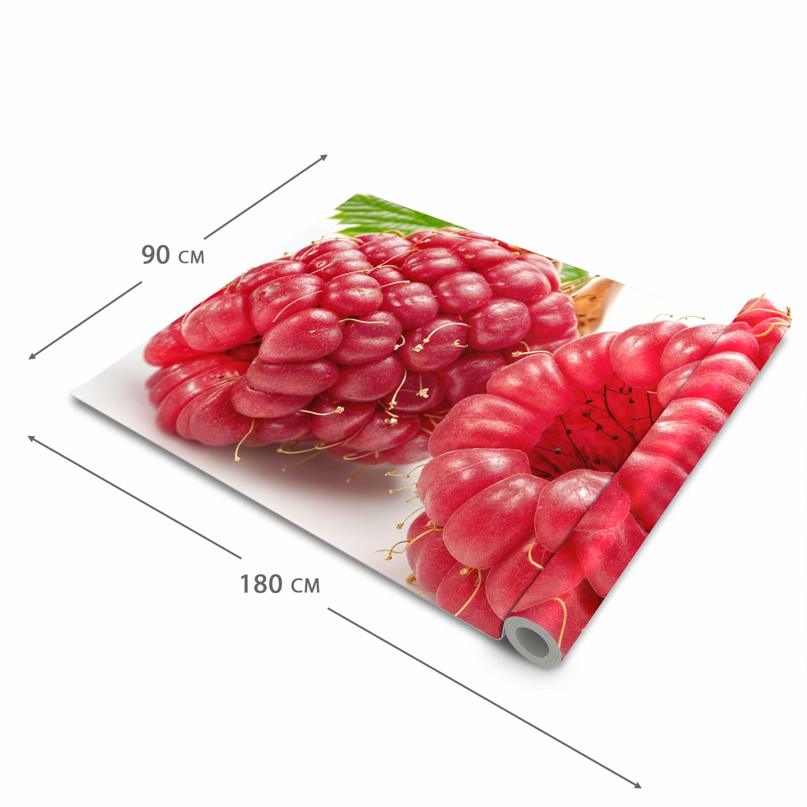 Waschbarer Küchenläufer mit Motiv Himbeerenblatt in der Grösse 80x200 cm für angenehme Haptik