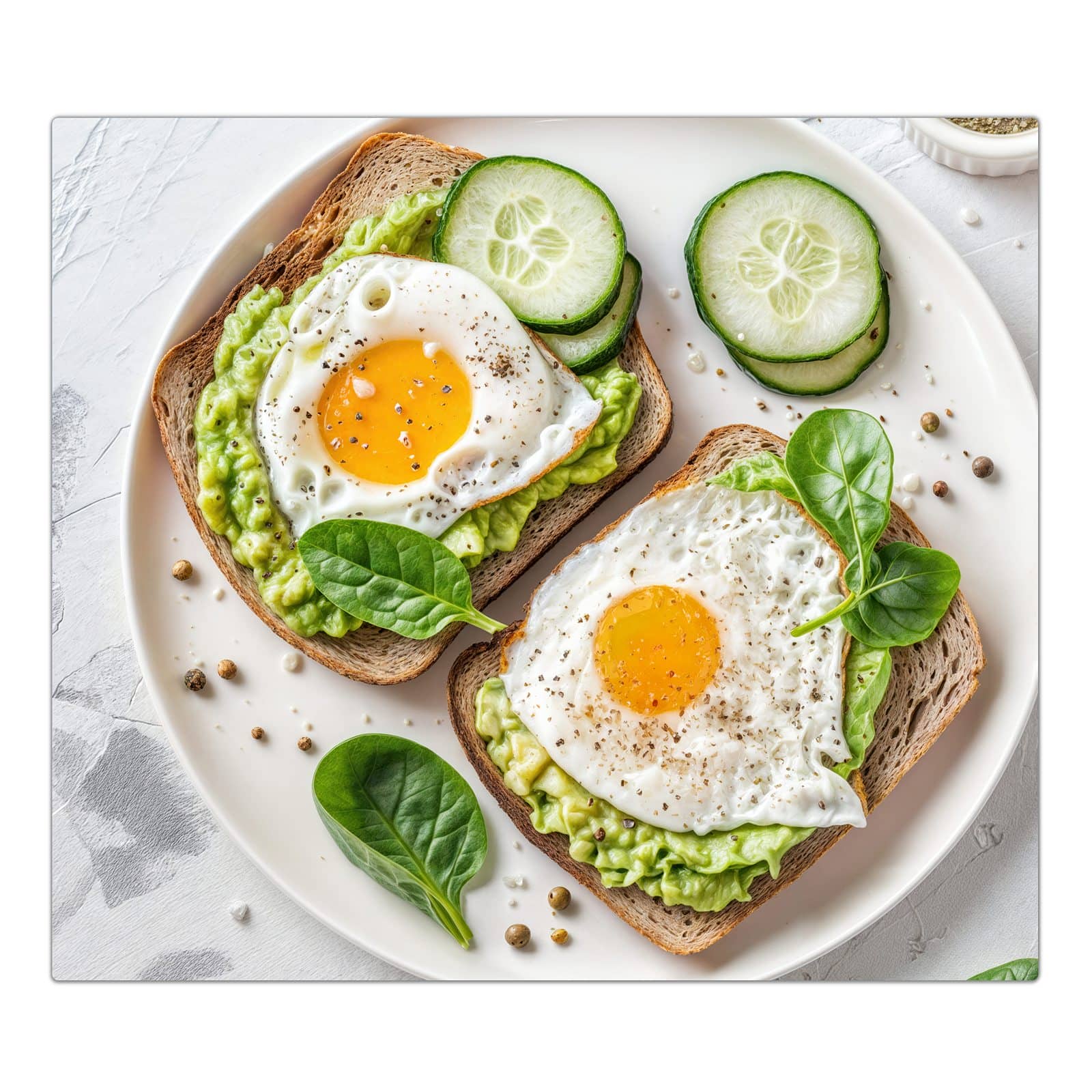 1-teilige Glasabdeckplatte für Ceranfeld mit Brot und Avocado-Motiv in der Frontansicht #grösse_1-Teilig (60x52cm)