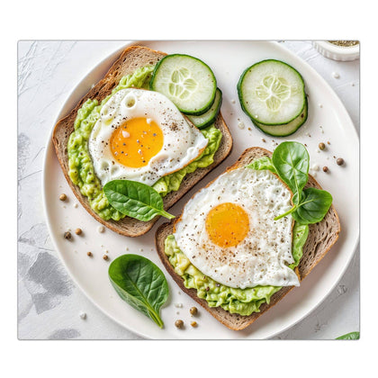 Herdabdeckplatte mit dem Motiv Brot und Avocado