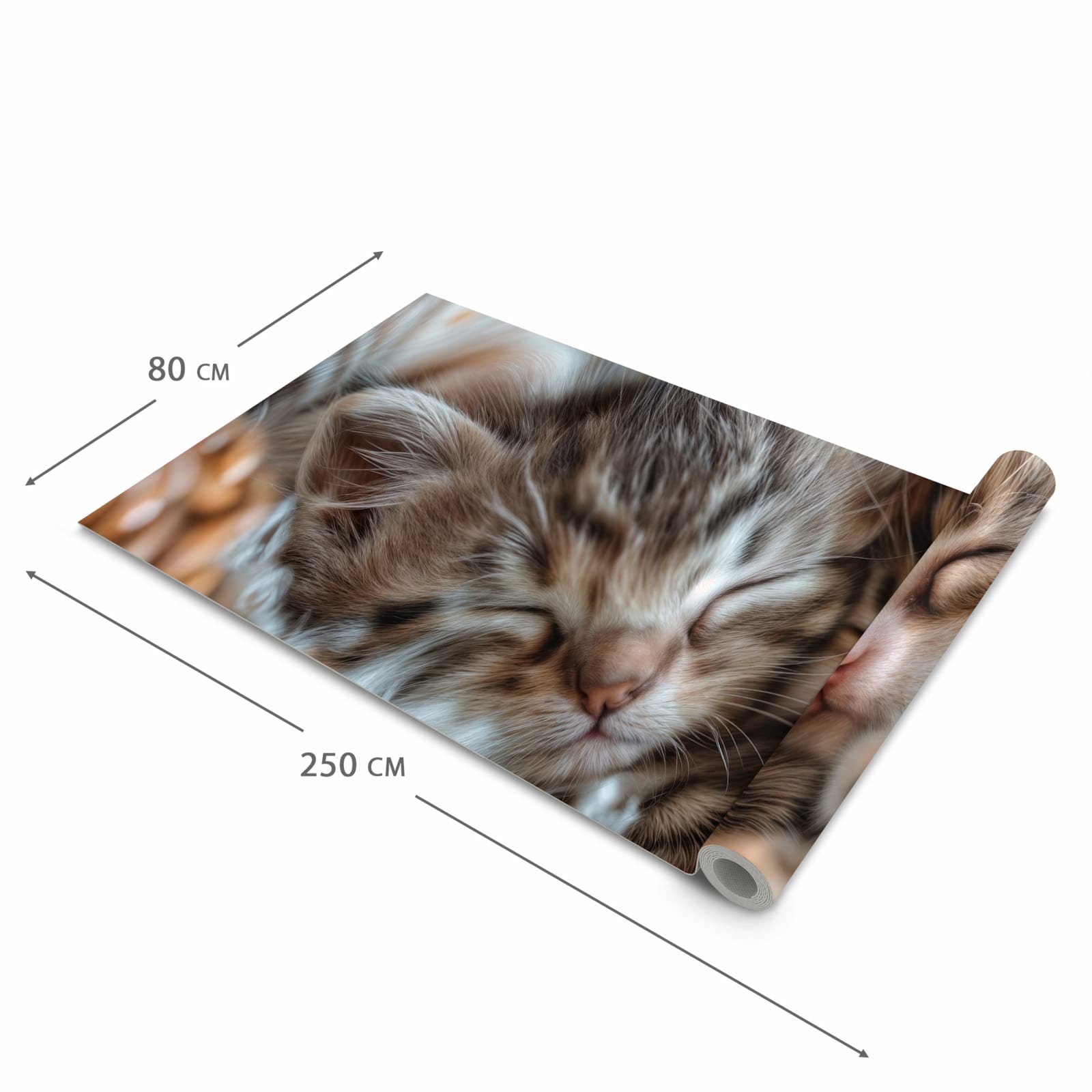 Pflegeleichter rutschfester Läufer mit Motiv Kätzchen von Schlafende in der Grösse 60x90 cm