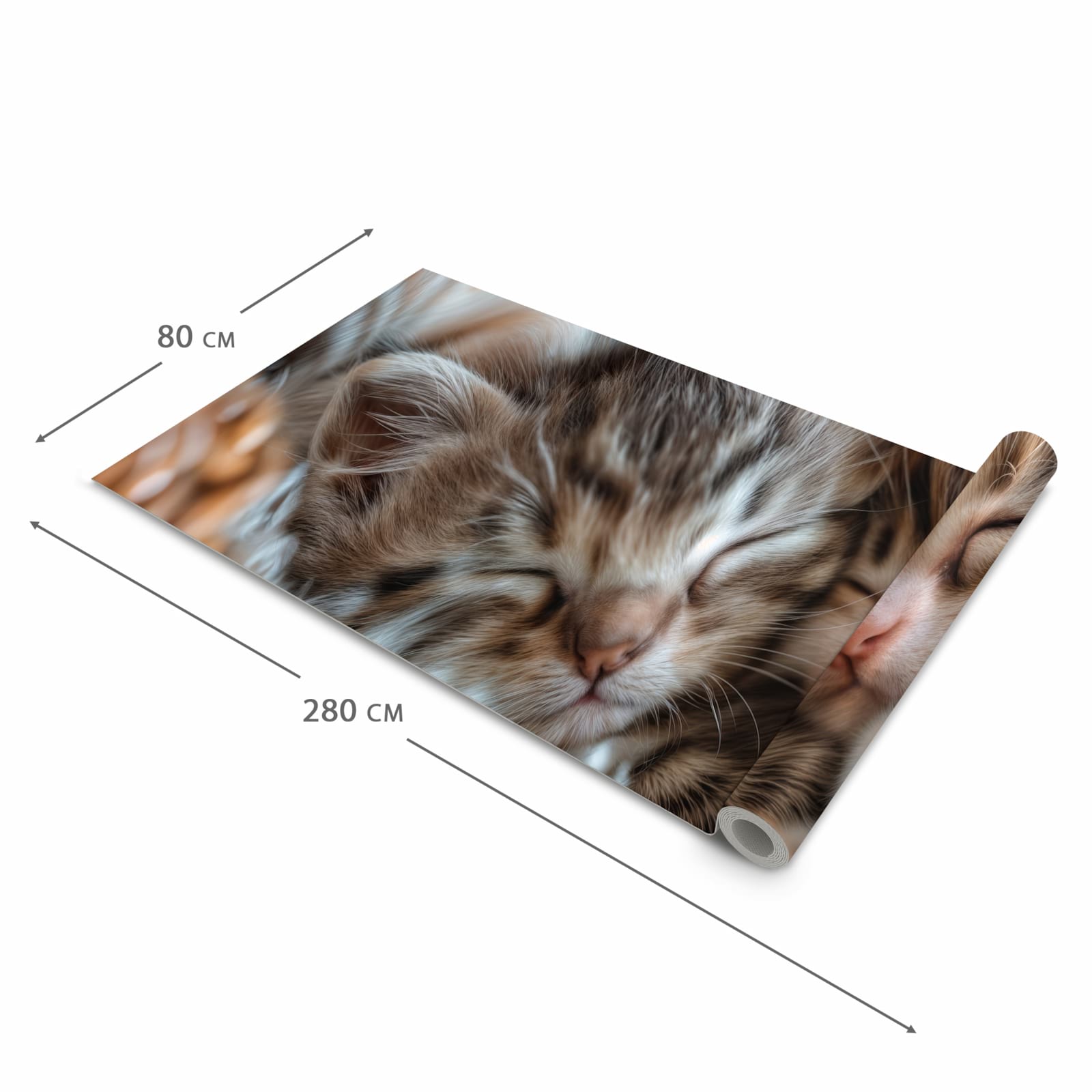 Dünner Küchenteppich mit Motiv Kätzchen von Schlafende in der Grösse 60x90 cm - angenehme Haptik