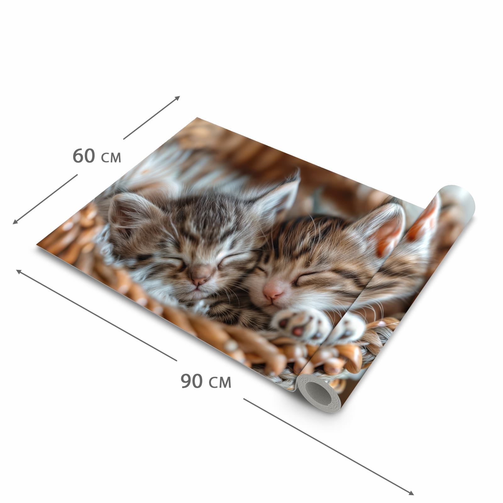 Komfortabler langer Teppich mit Motiv Kätzchen von Schlafende in der Grösse 60x90 cm