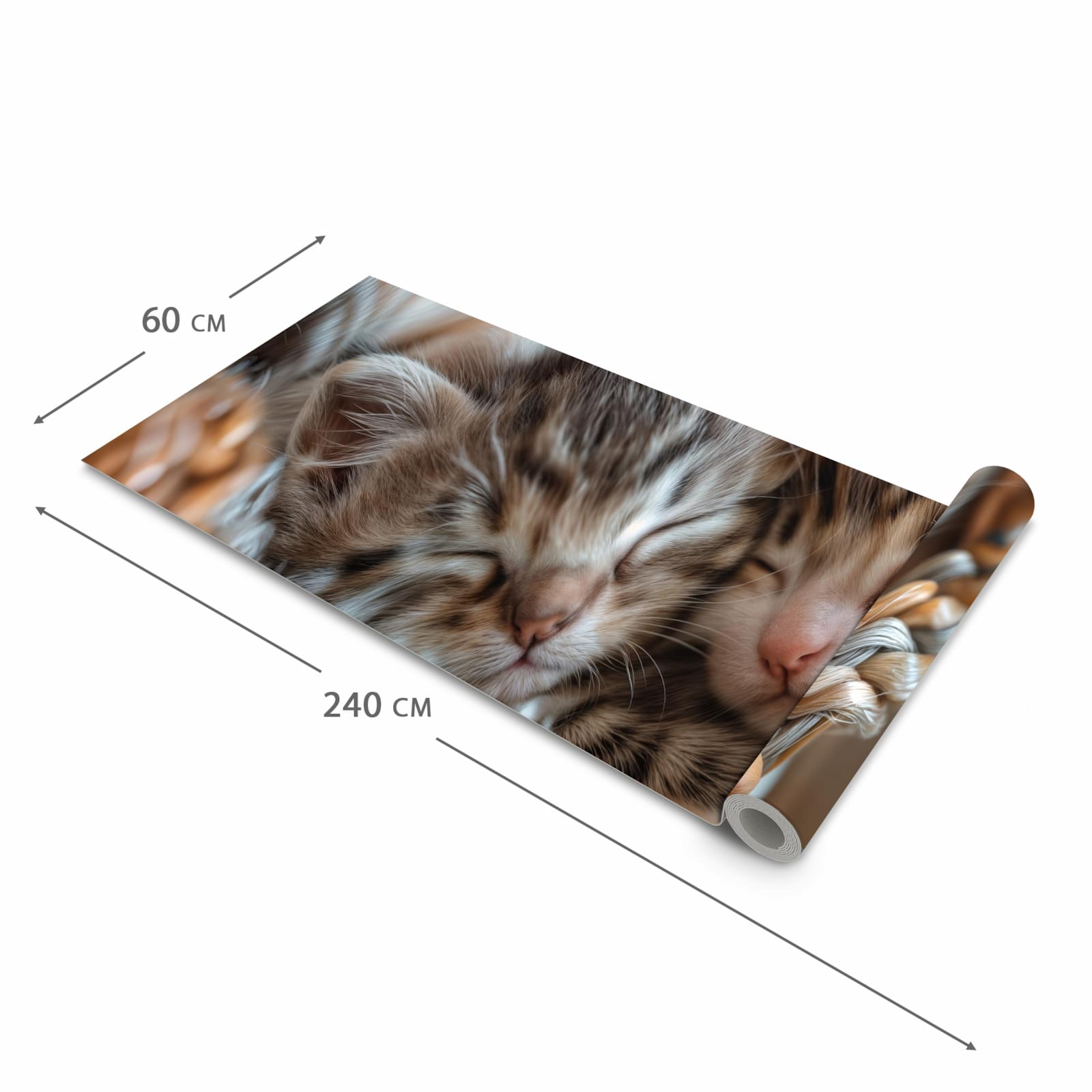 Langlebiger Teppichläufer für die Küche mit Motiv Kätzchen von Schlafende in der Grösse 60x90 cm