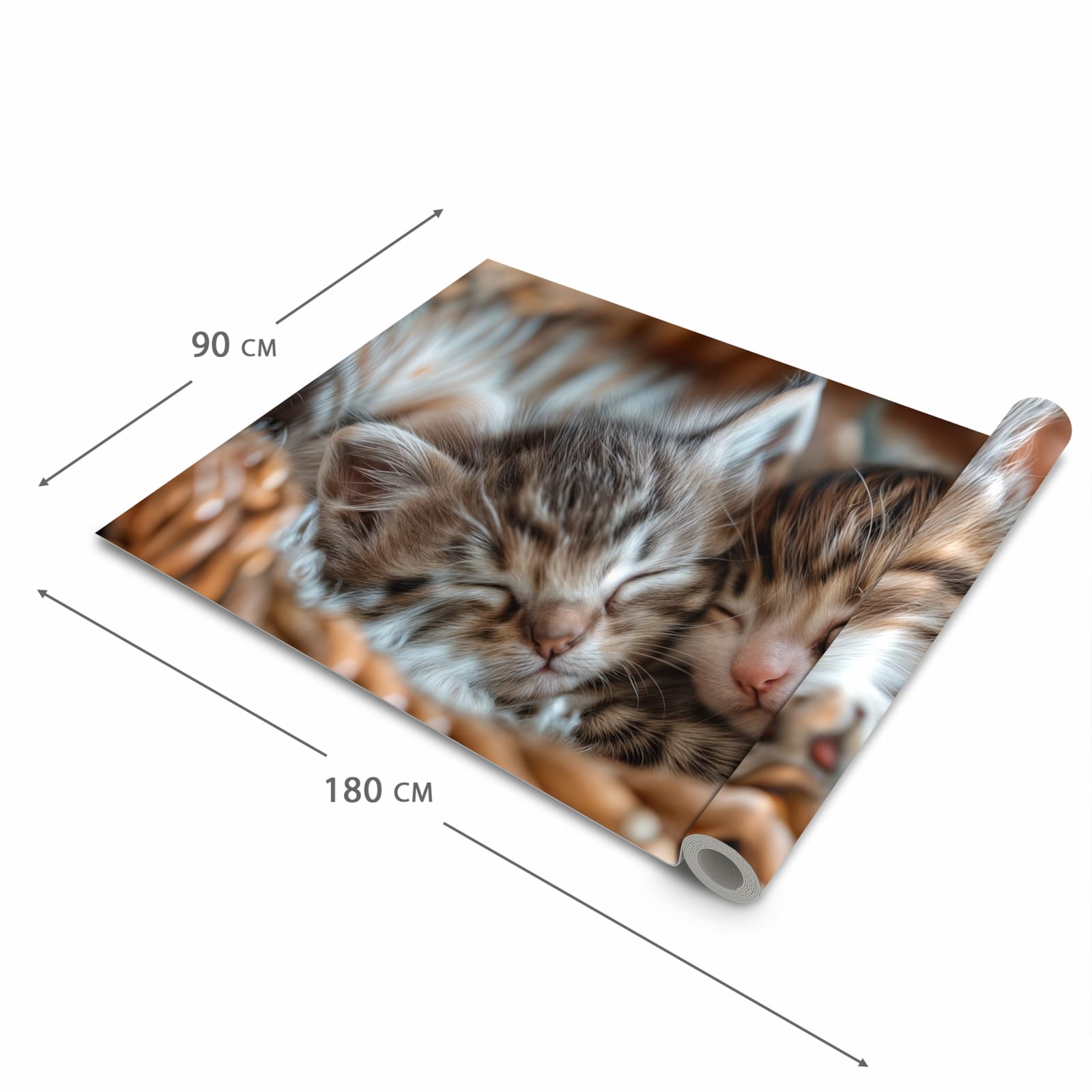 Strapazierfähiger waschbarer Teppich mit Motiv Kätzchen von Schlafende in der Grösse 60x90 cm