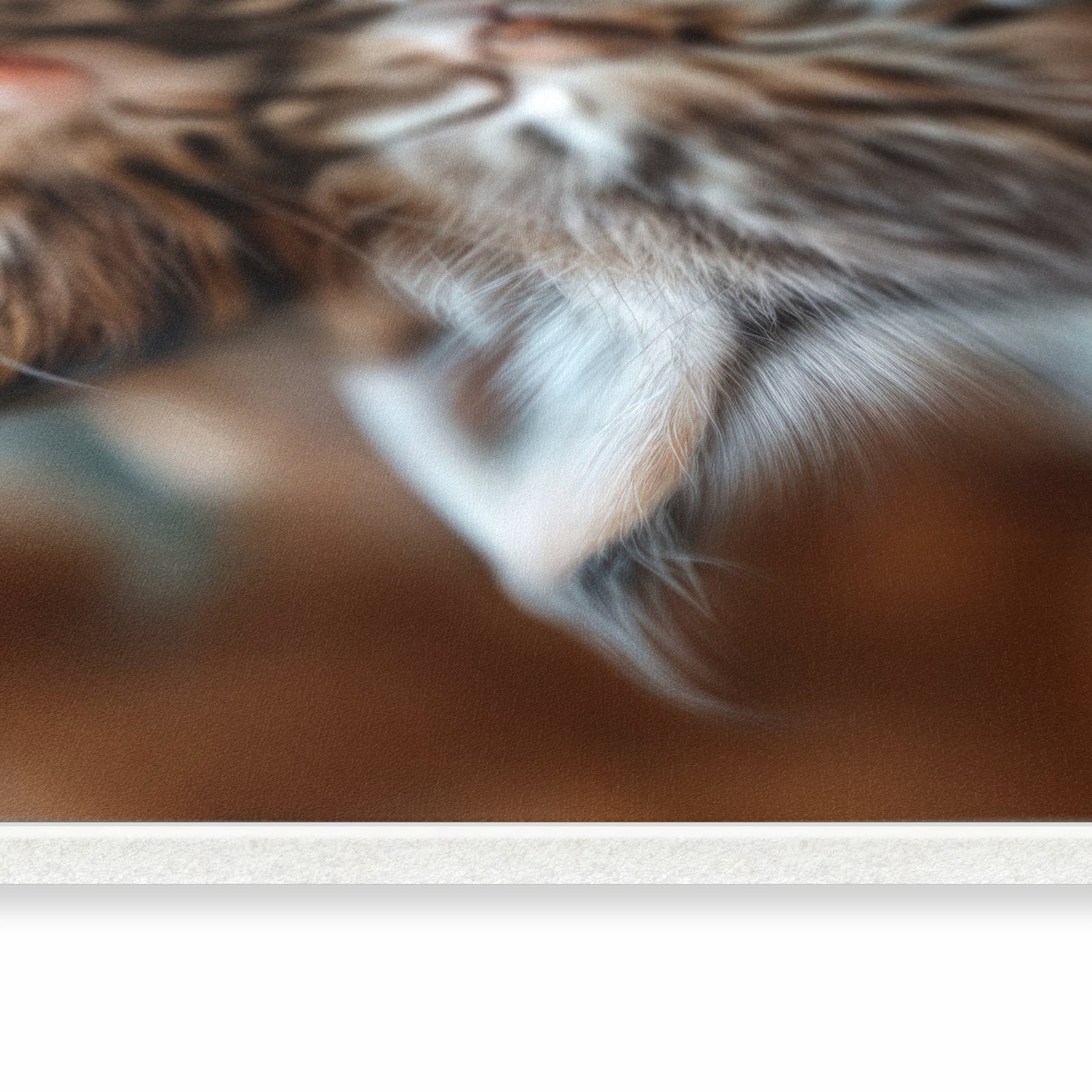 Komfortabler Bodenläufer Teppich mit Motiv Kätzchen von Schlafende in seitlicher Ansicht