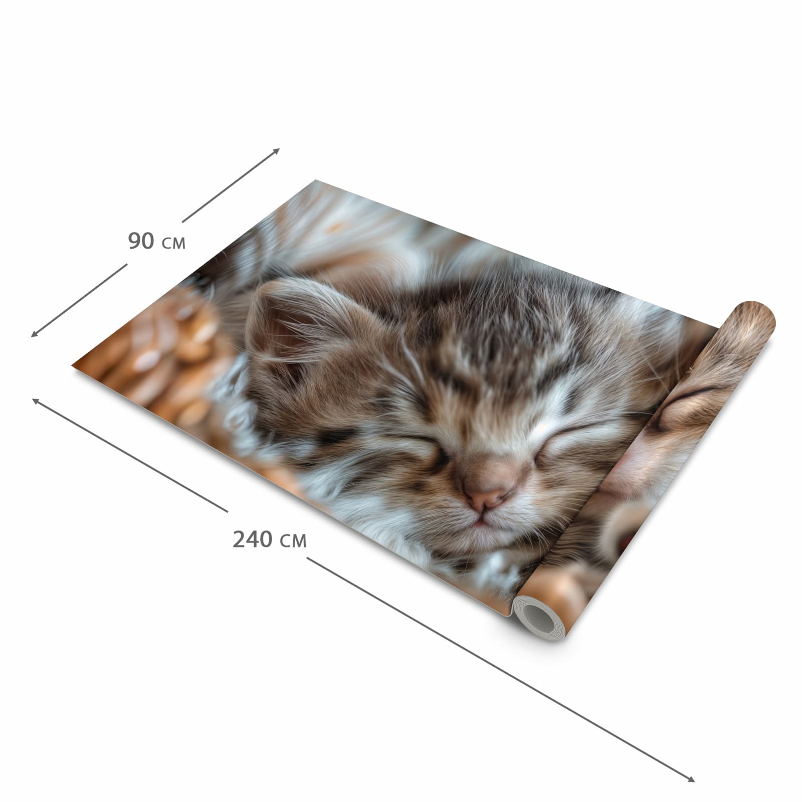 Waschbarer Teppich fürs Esszimmer mit Motiv Kätzchen von Schlafende in der Größe 60x90 cm