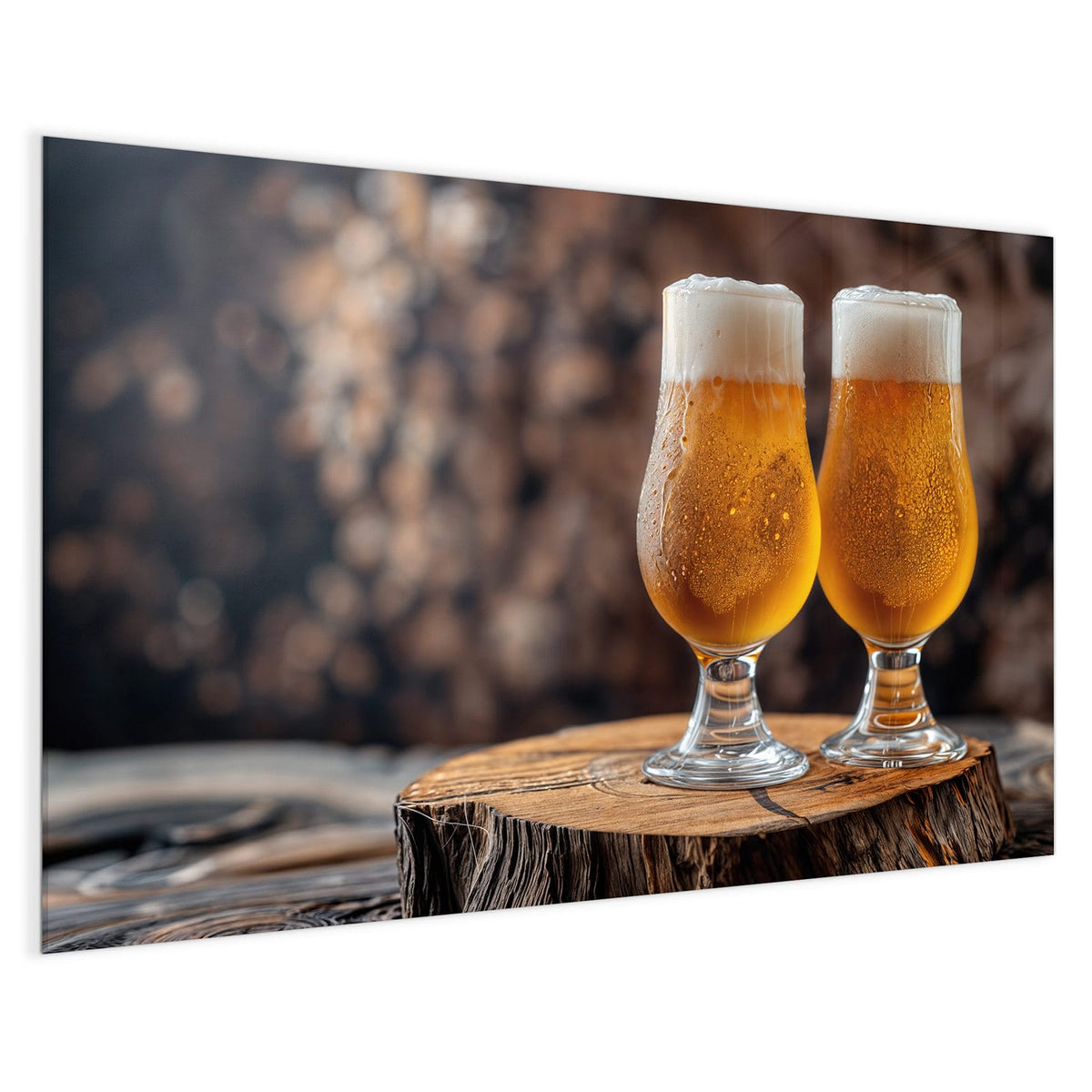 4 mm Glas statt lackiertem Blech – Magnettafel - Bier auf Holzstumpf