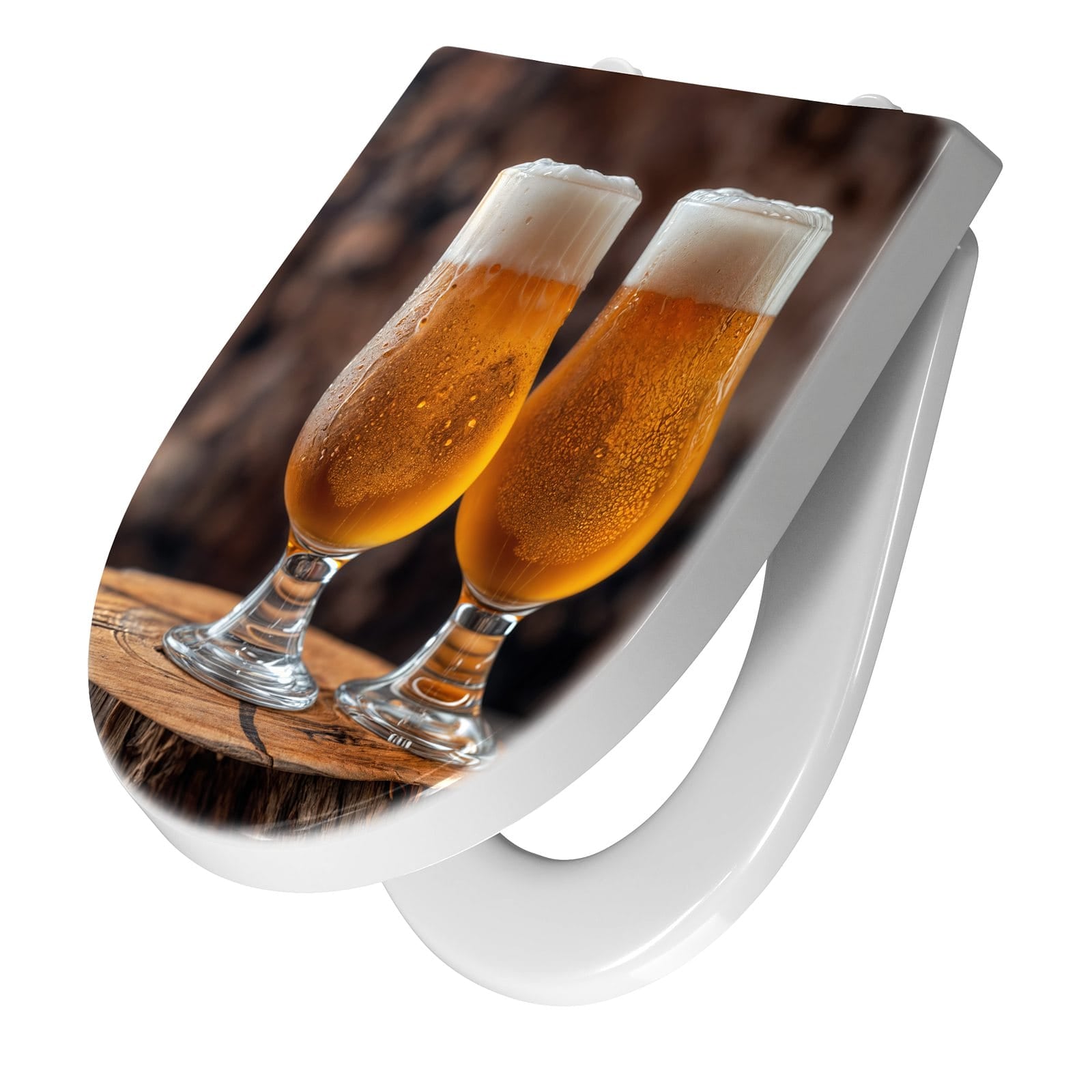 WC-Sitz mit Absenkautomatik Bier auf Holz