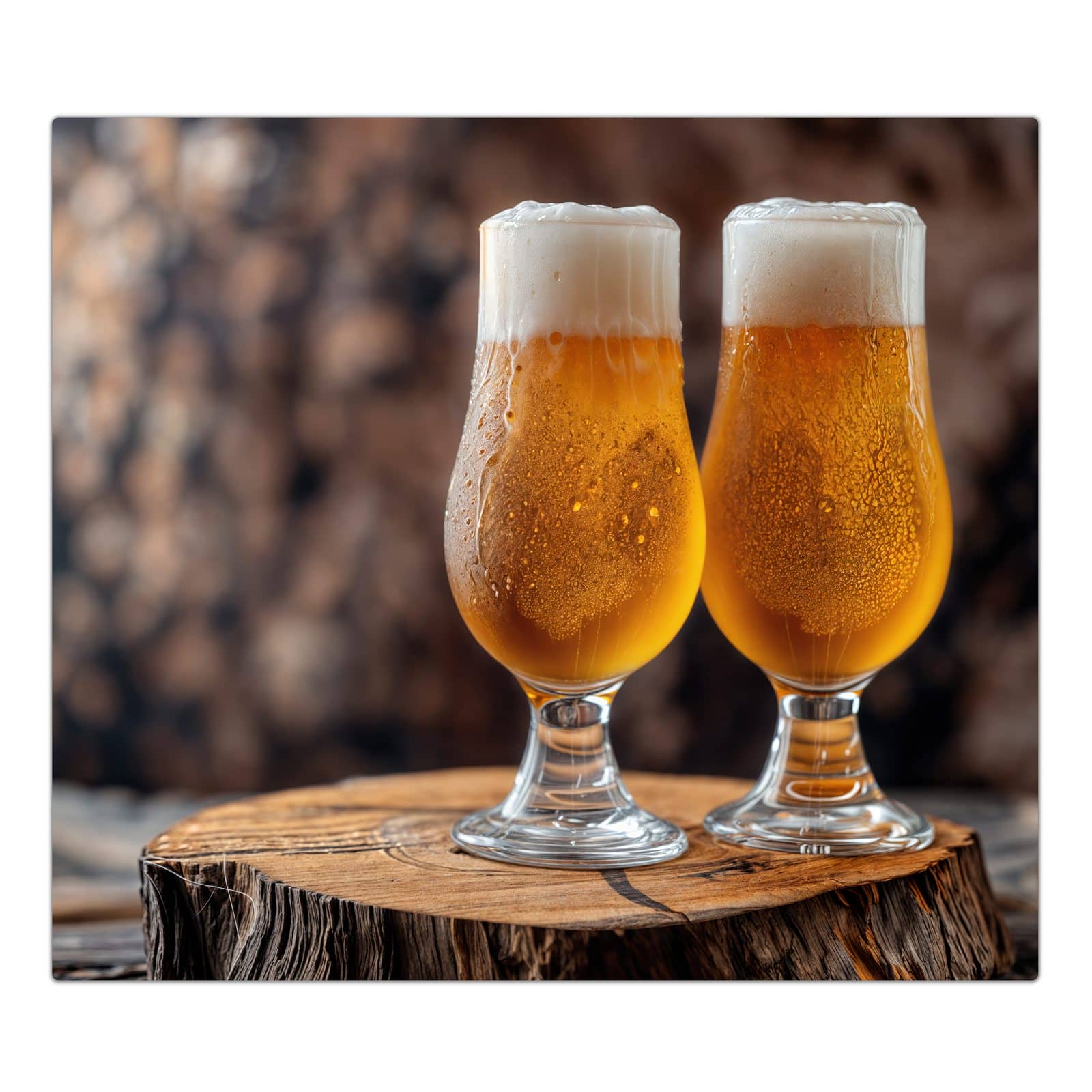 1-teilige Abdeckplatten für den Herd mit Bier auf Holz-Motiv in der Frontansicht #grösse_1-Teilig (60x52cm)