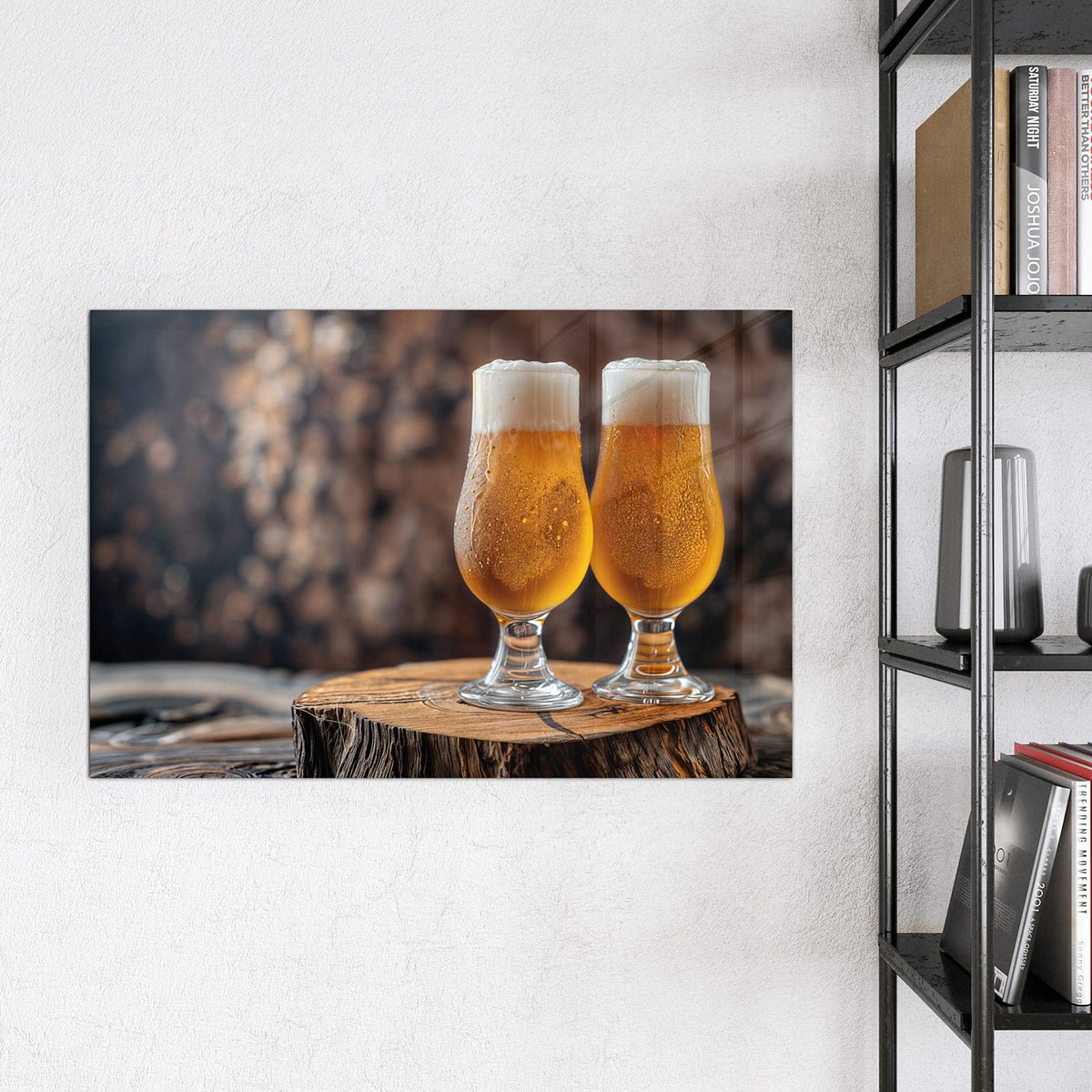 9 Größen – von 30 × 30 bis 120 × 90 cm – Magnettafel - Bier auf Holzstumpf