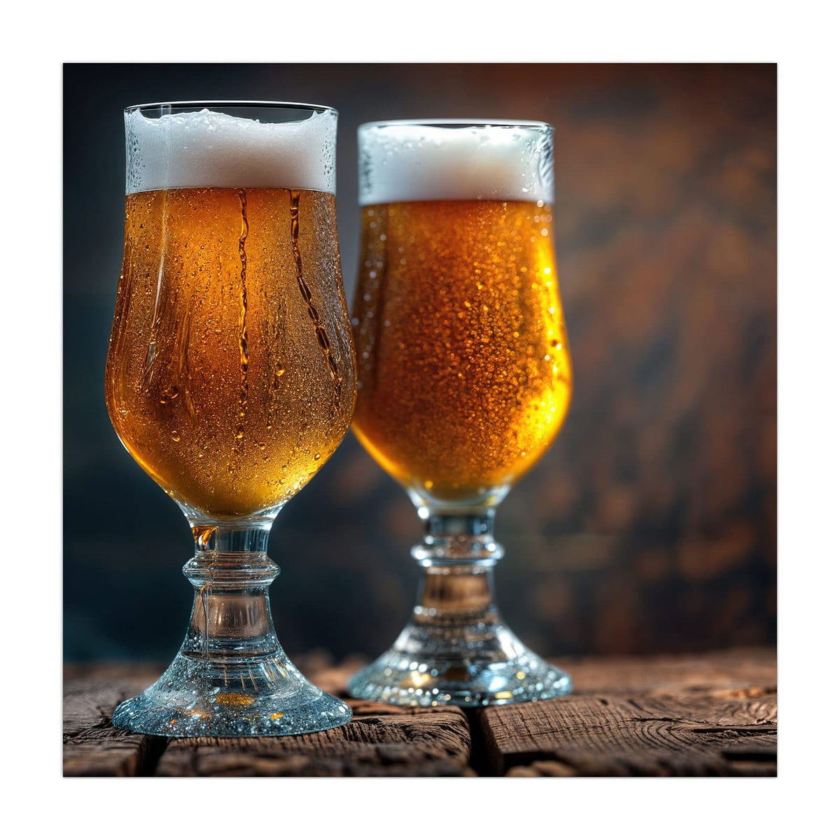 Küchenrückwand aus Glas Bier mit Schaumkrone im quadratischen Format, Motiv bildfüllend von vorn