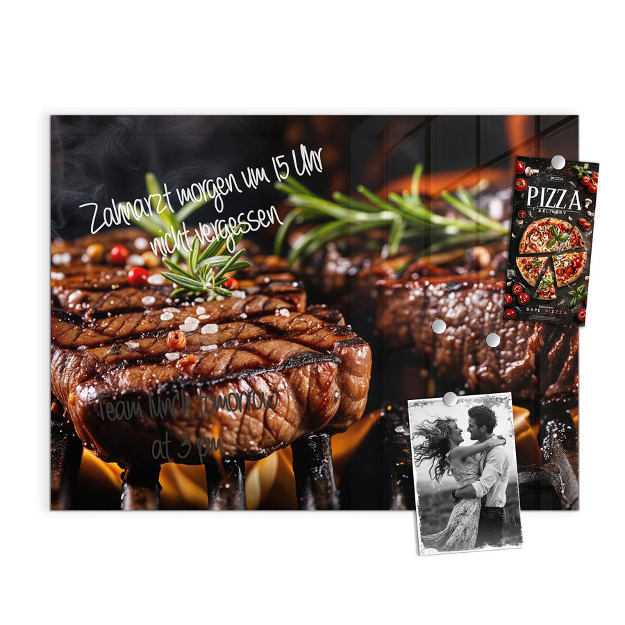 Maße Magnettafel - Steaks über Flammen