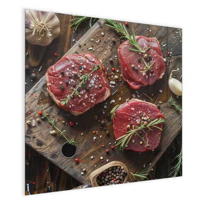 Magnettafel mit dem Motiv Steaks mit Knoblauch