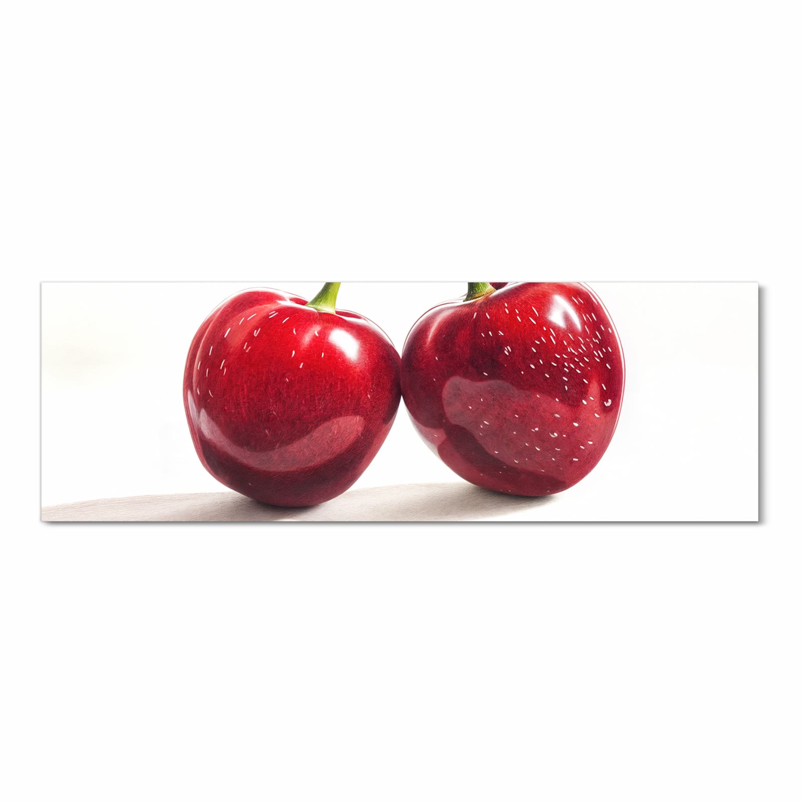 Waschbarer Küchenläufer mit Motiv Kirschen Duo in Frontansicht für angenehme Haptik