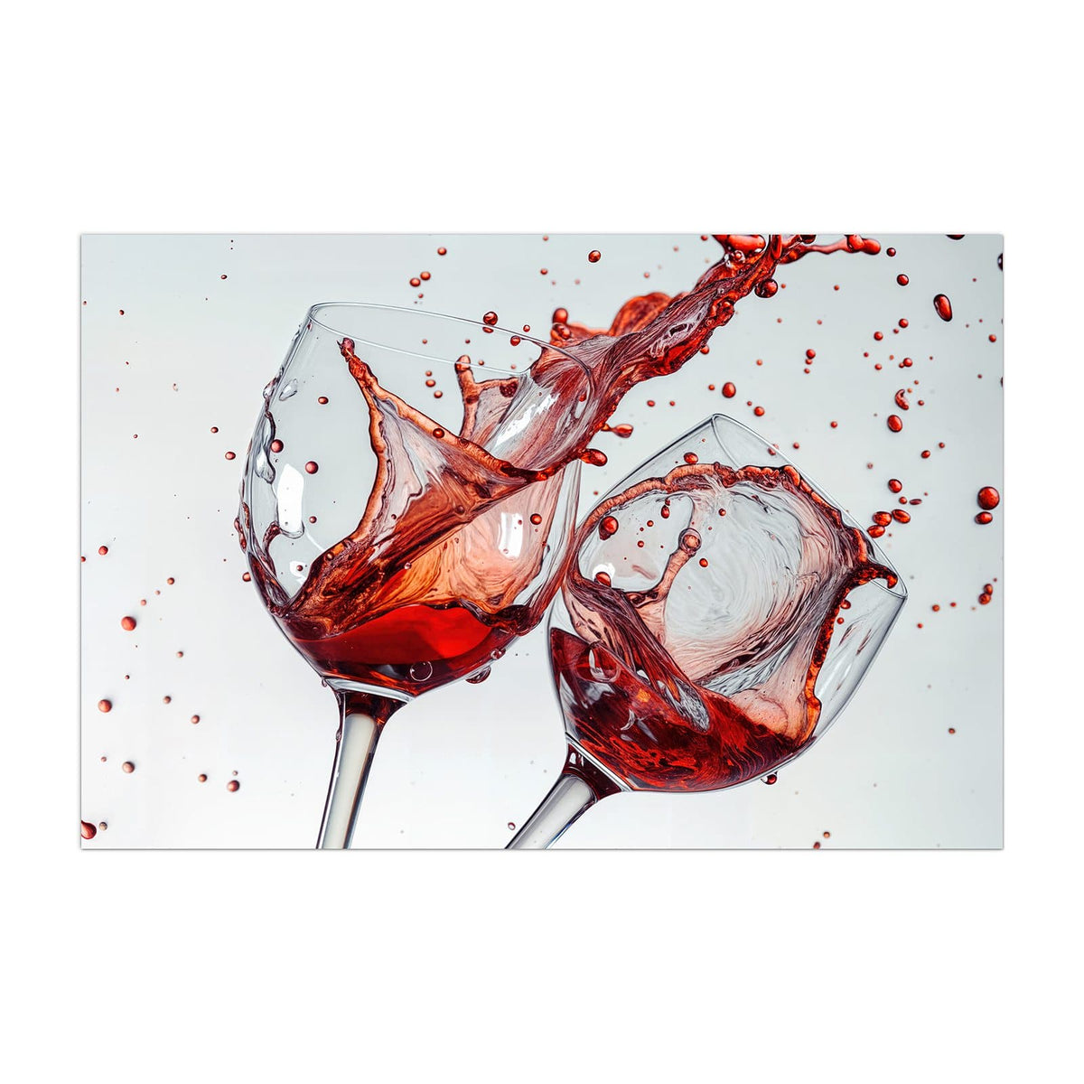 Küchenrückwand aus Glas Spritzender Rotwein im Hochformat, Motiv bildfüllend von vorn