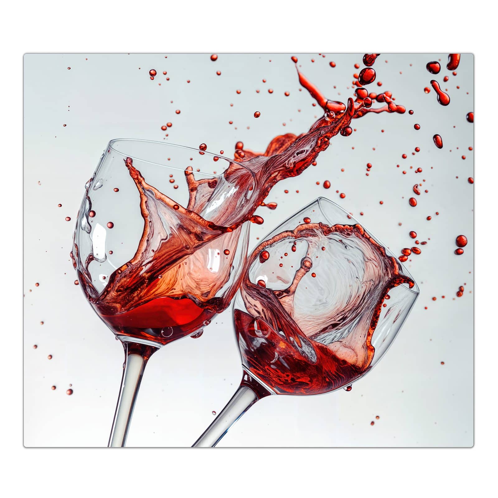 1-teilige Herd Schutzplatte mit Plätschernder Weinkelch-Motiv in der Frontansicht #grösse_1-Teilig (60x52cm)