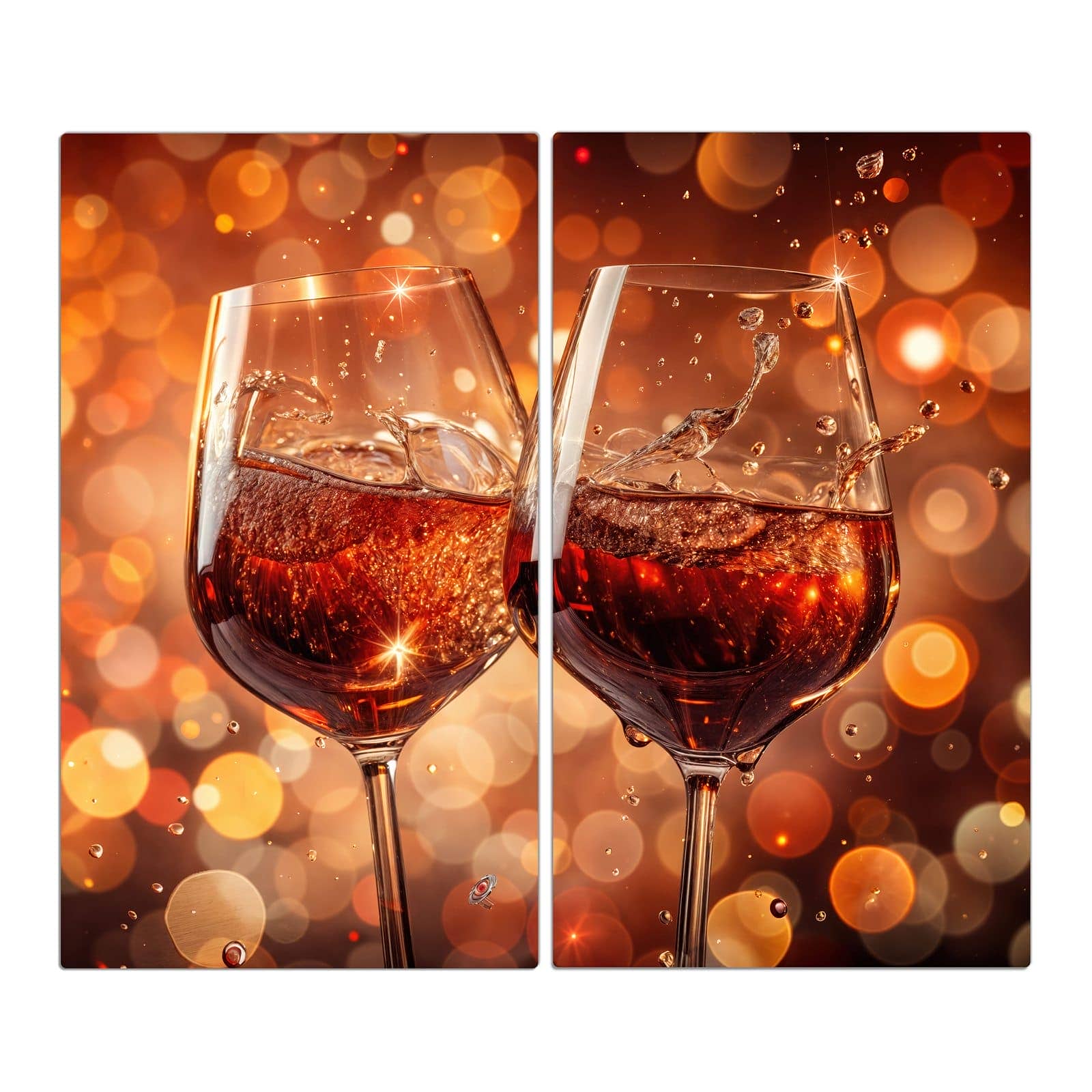 2-teilige Glasabdeckplatte für Ceranfeld mit Weingläser Festlich-Motiv in der Frontansicht #grösse_2-Teilig (60x52cm)