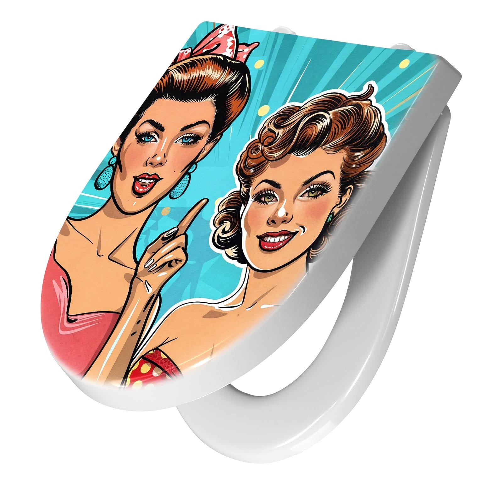 WC-Sitz mit Absenkautomatik Retro Frauen Illustration