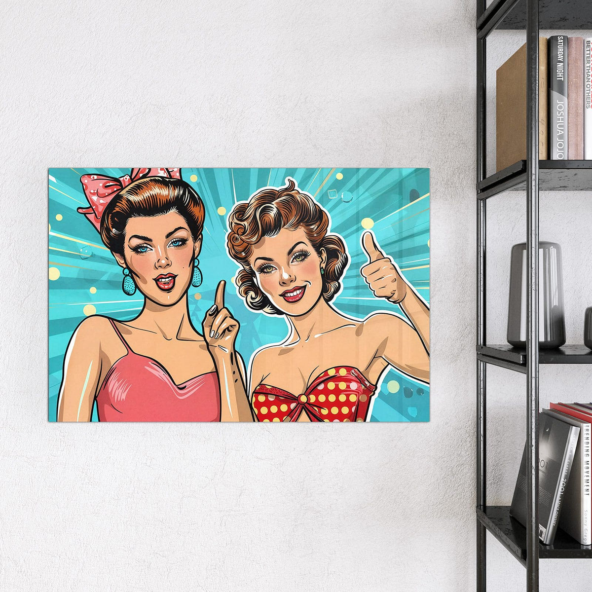 Magnettafel - Retro Freundinnen – Zwei Pop-Art-Frauen mit Retro-Frisuren
