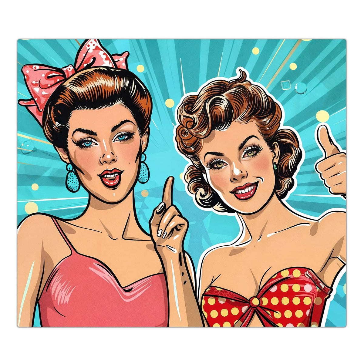 1-teilige Herdabdeckplatte mit Retro Frauen Illustration-Motiv in der Frontansicht #grösse_1-Teilig (60x52cm)