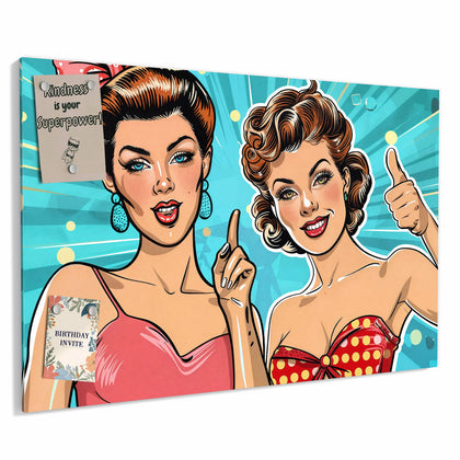 Metall Magnettafel mit dem Motiv Retro Freundinnen
