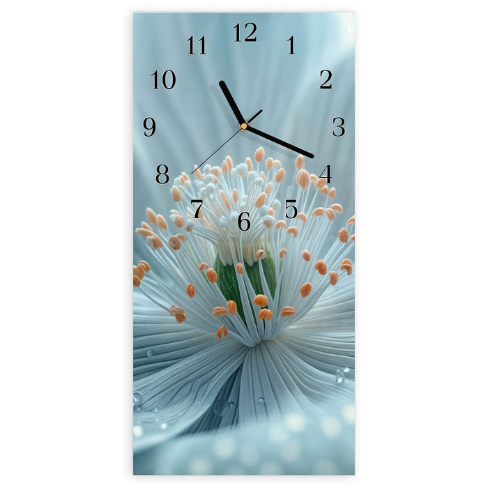 Wanduhr Verträumte Blumenpracht aus Glas – Hochformat 30 × 60 cm mit Ziffernblatt Klassisch
