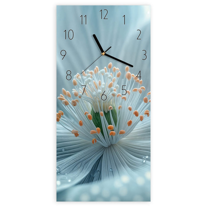 Wanduhr Verträumte Blumenpracht aus Glas – Hochformat 30 × 60 cm mit Ziffernblatt Elegant